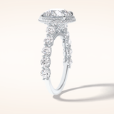 3 CT Round Shaped Double Halo & Pave Moissanite Engagement Ring
