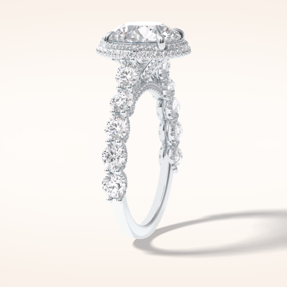 3 CT Round Shaped Double Halo & Pave Moissanite Engagement Ring