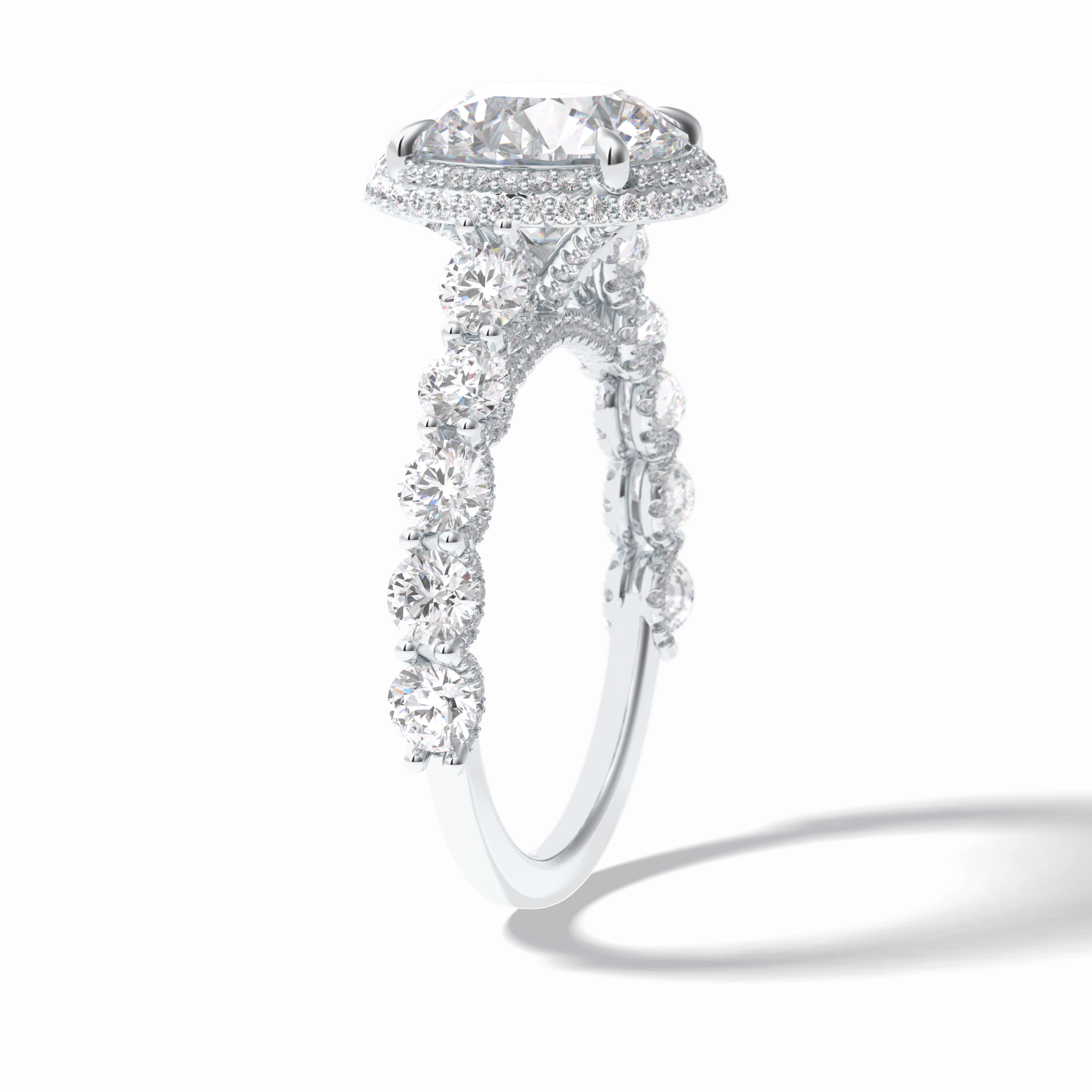 Round Double Halo & Pave Lab Grown Diamond Engagement Ring