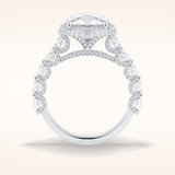 3 CT Round Shaped Double Halo & Pave Moissanite Engagement Ring