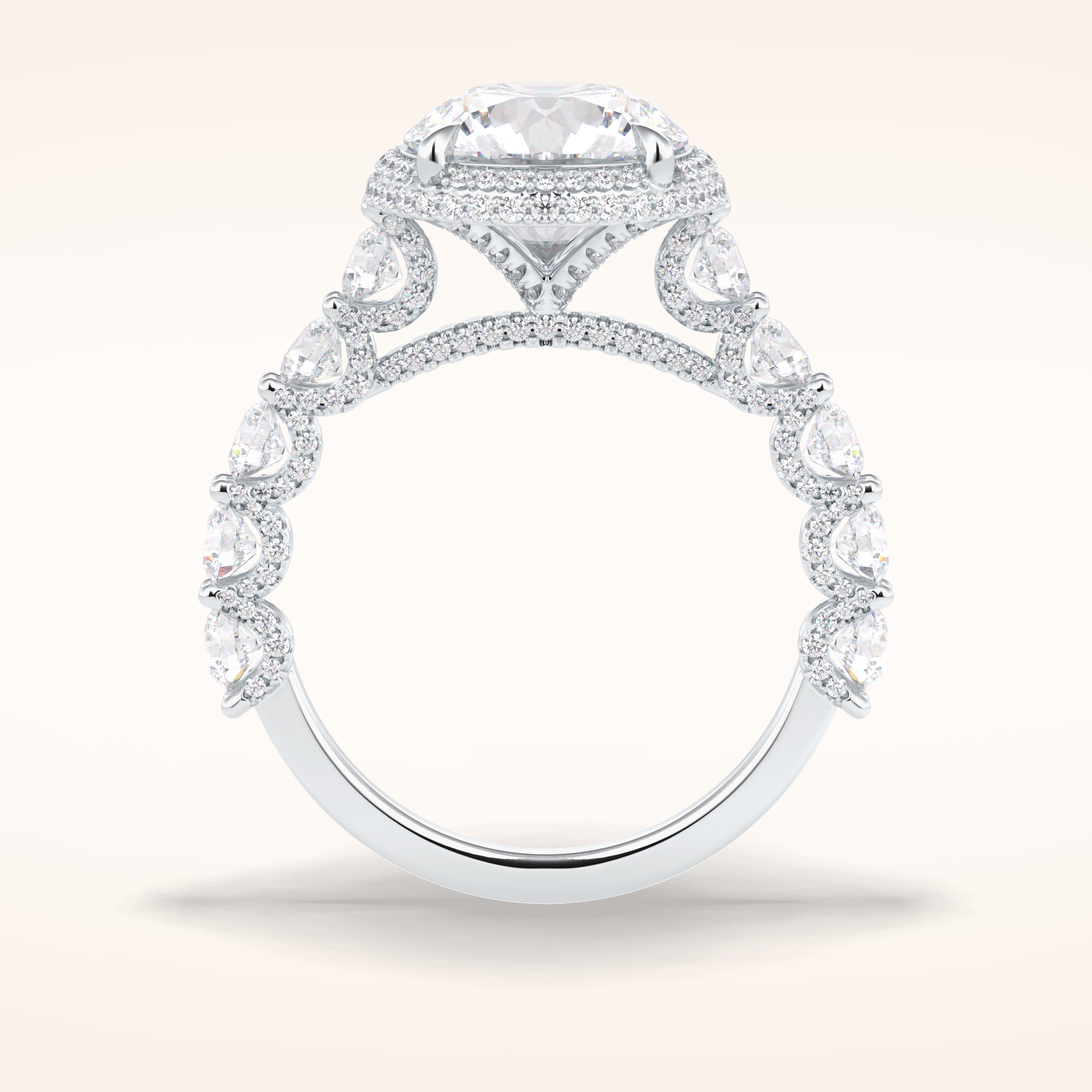 3 CT Round Shaped Double Halo & Pave Moissanite Engagement Ring