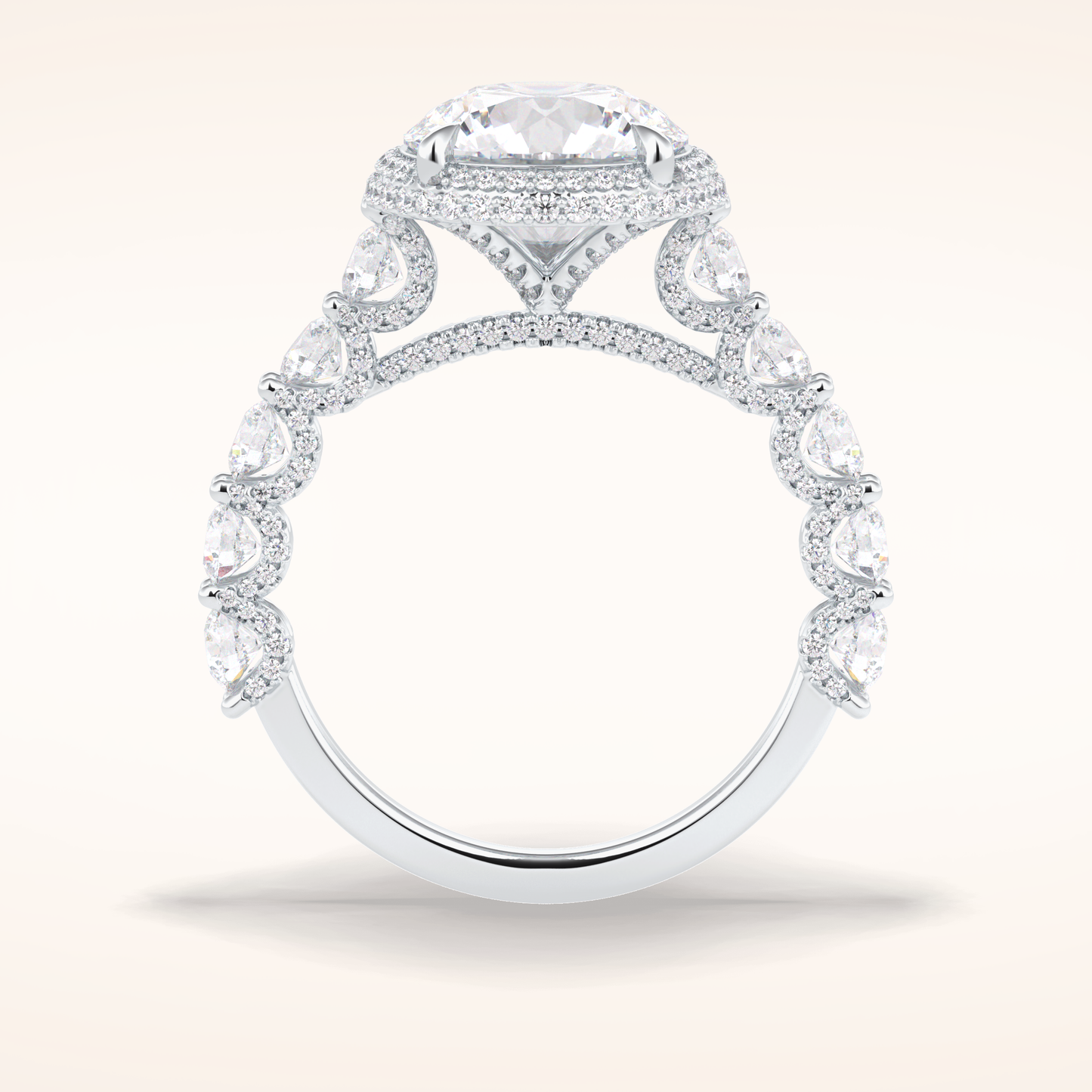 3 CT Round Shaped Double Halo & Pave Moissanite Engagement Ring