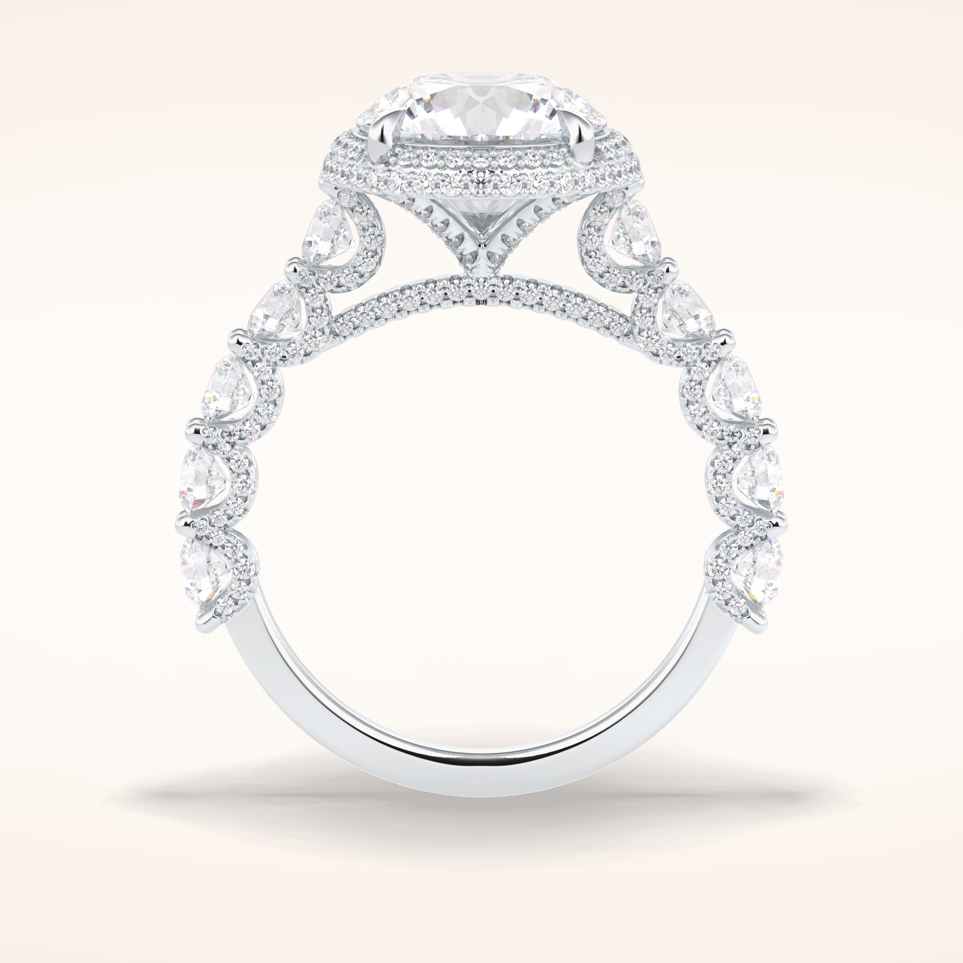 3 CT Round Shaped Double Halo & Pave Moissanite Engagement Ring