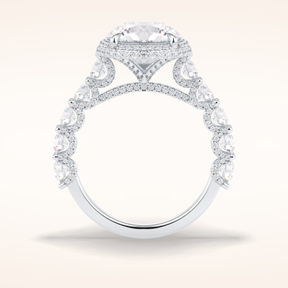 3 CT Round Shaped Double Halo & Pave Moissanite Engagement Ring