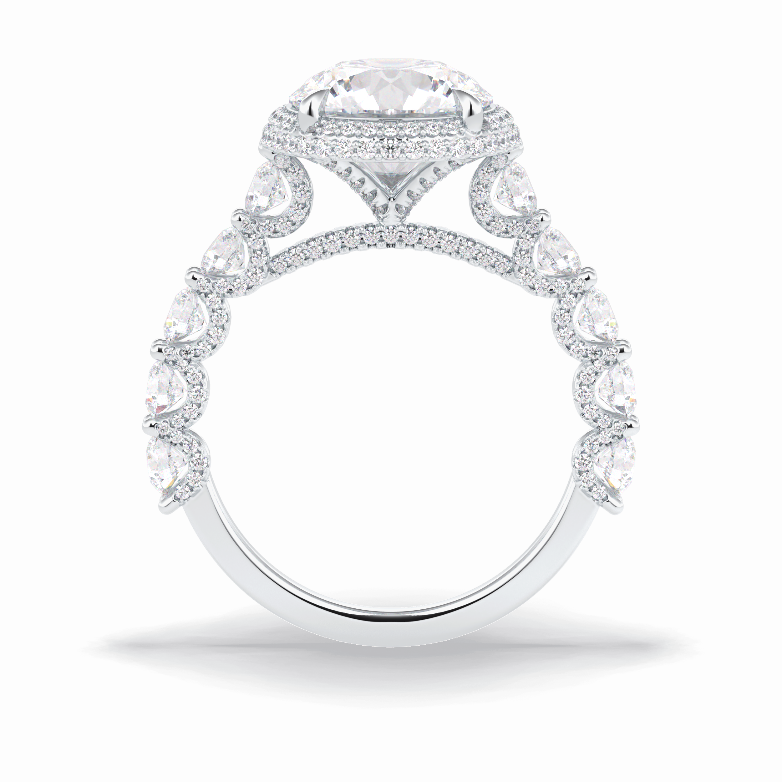Round Double Halo & Pave Lab Grown Diamond Engagement Ring