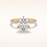 3 CT Round Shaped Pave Moissanite Engagement Ring