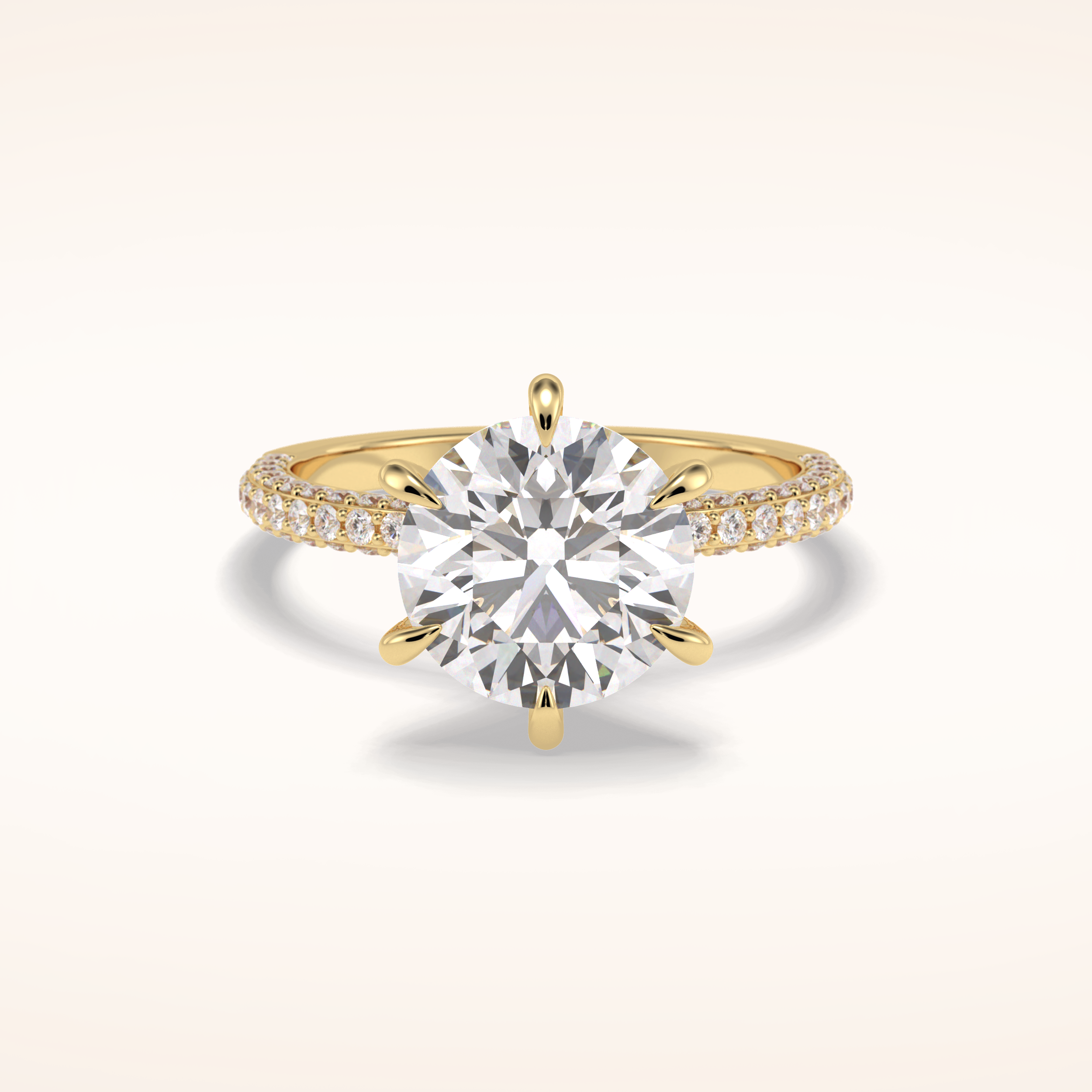 3 CT Round Shaped Pave Moissanite Engagement Ring