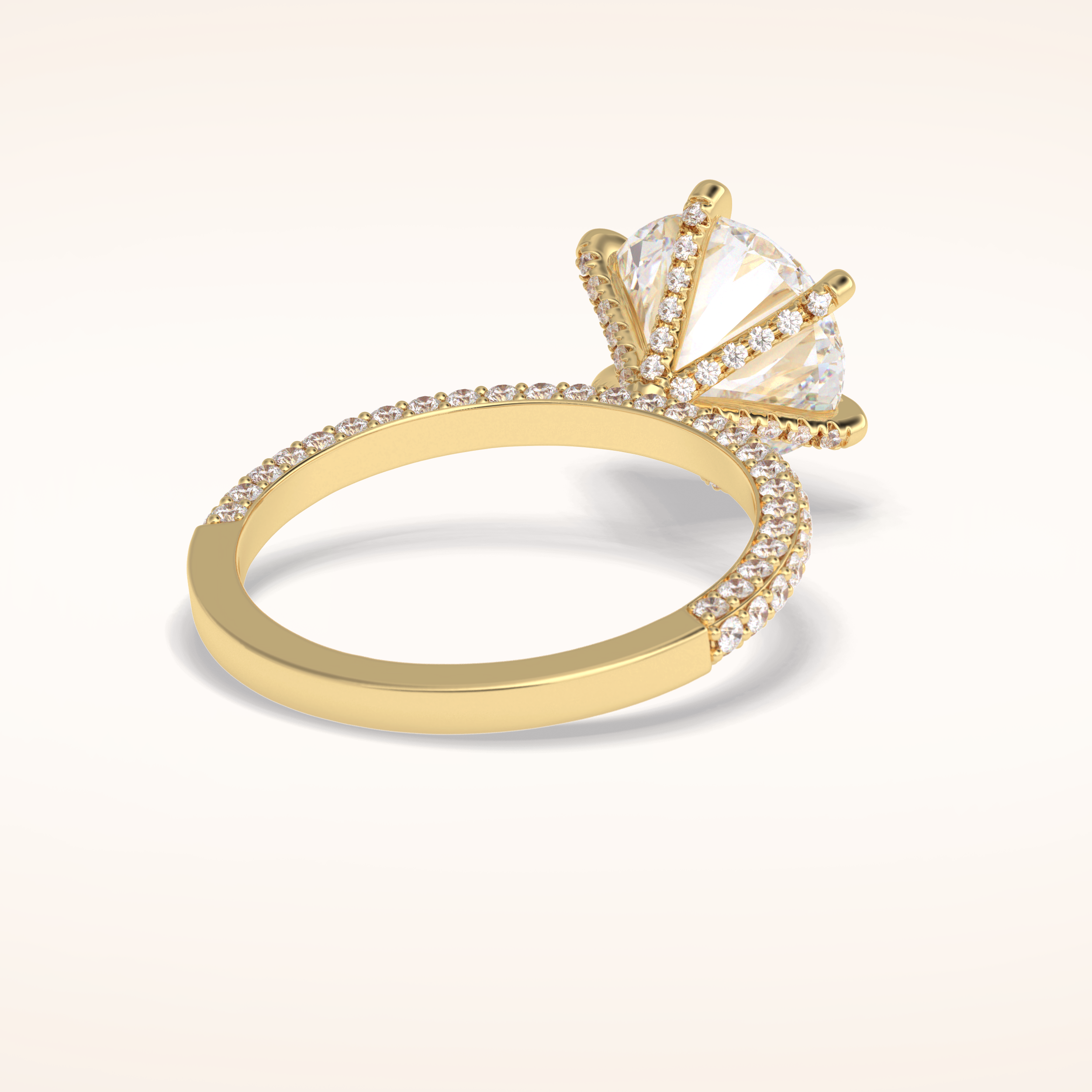 3 CT Round Shaped Pave Moissanite Engagement Ring