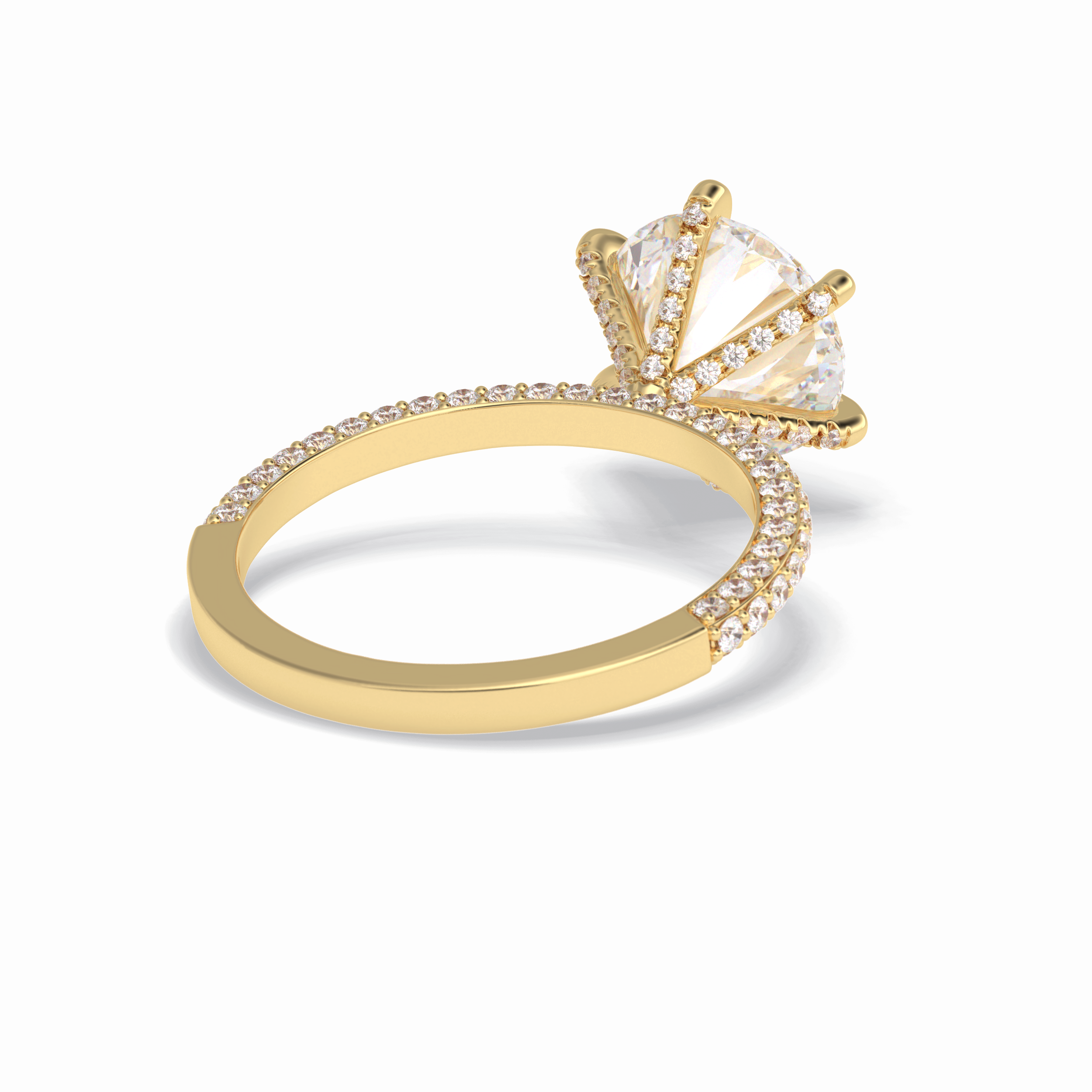 Round Pave Lab Grown Diamond Engagement Ring