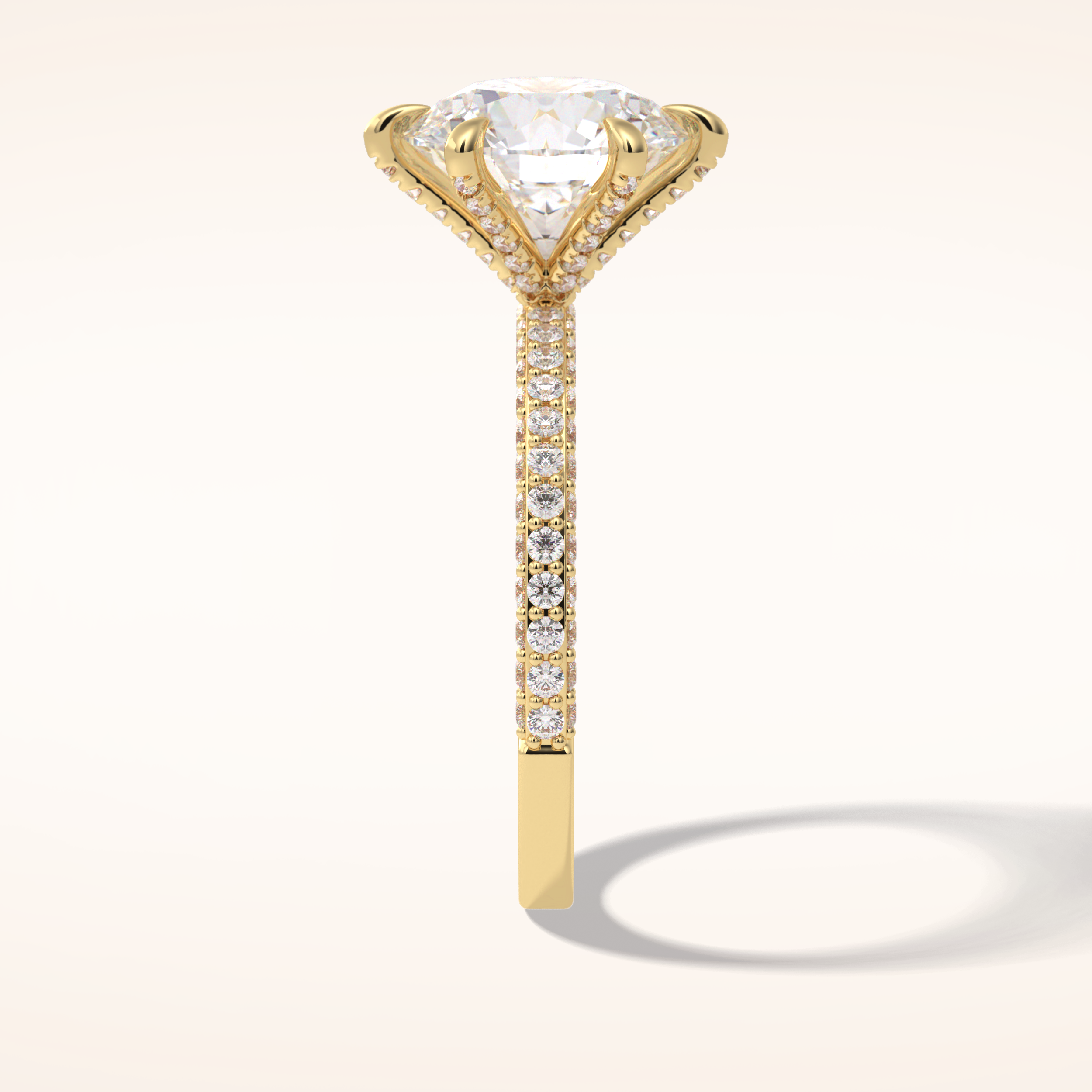 3 CT Round Shaped Pave Moissanite Engagement Ring