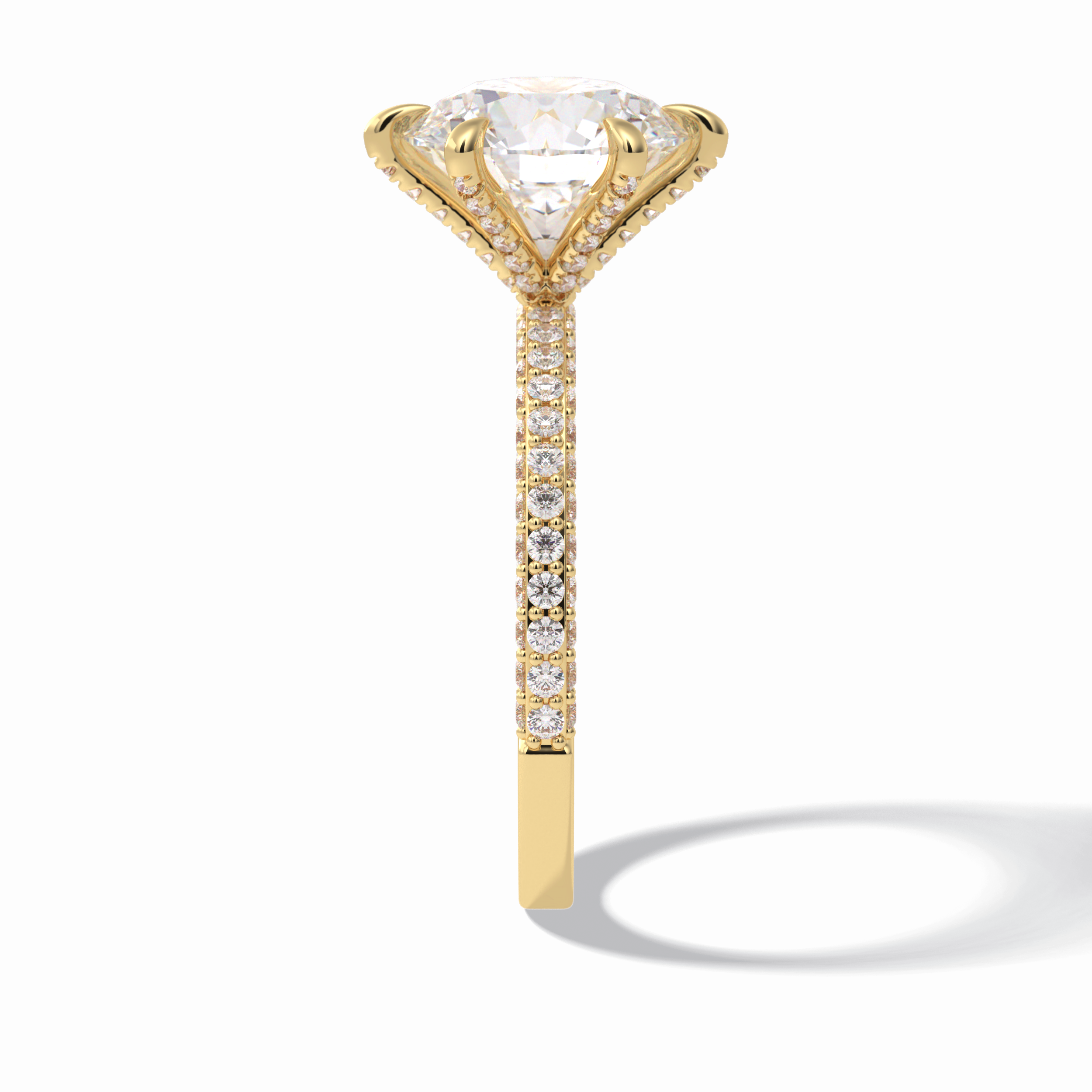 Round Pave Lab Grown Diamond Engagement Ring