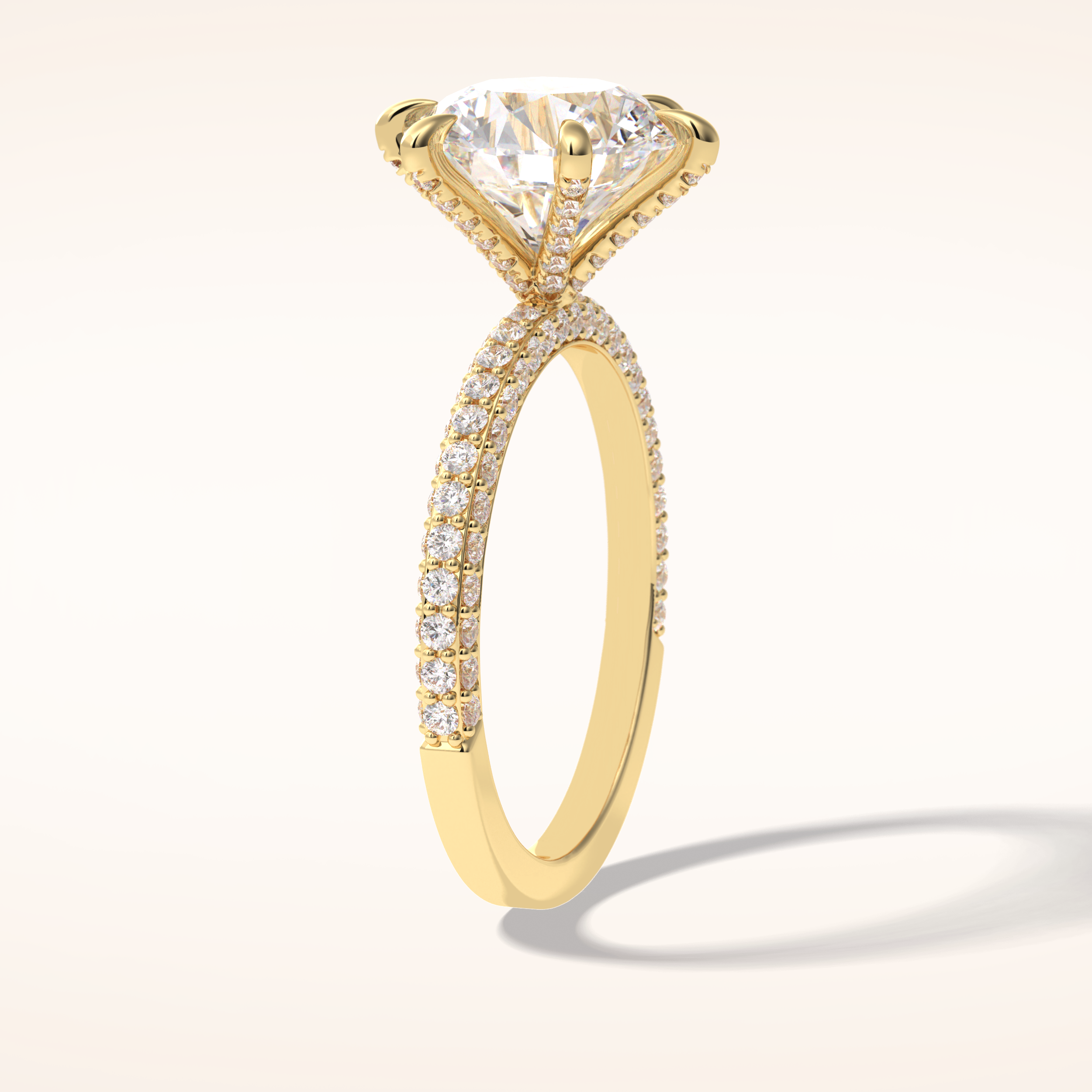 3 CT Round Shaped Pave Moissanite Engagement Ring