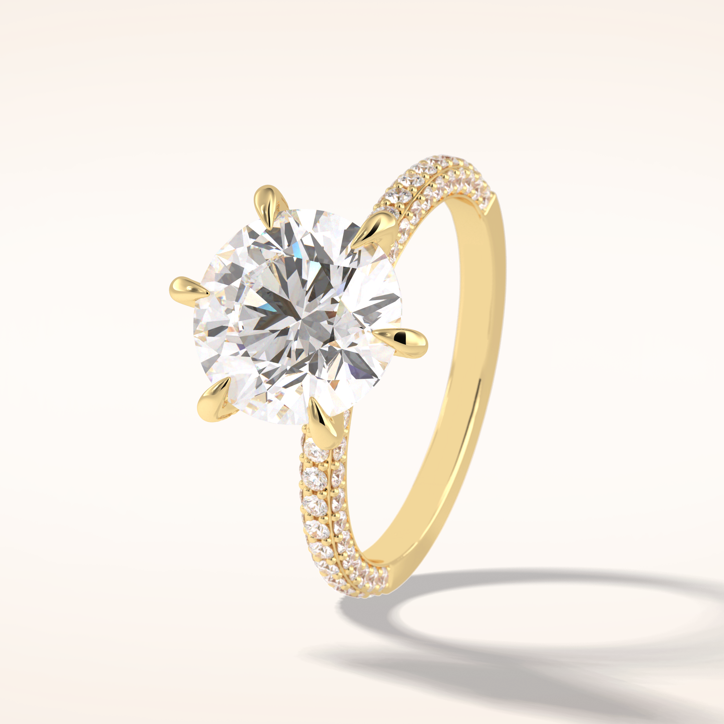 3 CT Round Shaped Pave Moissanite Engagement Ring