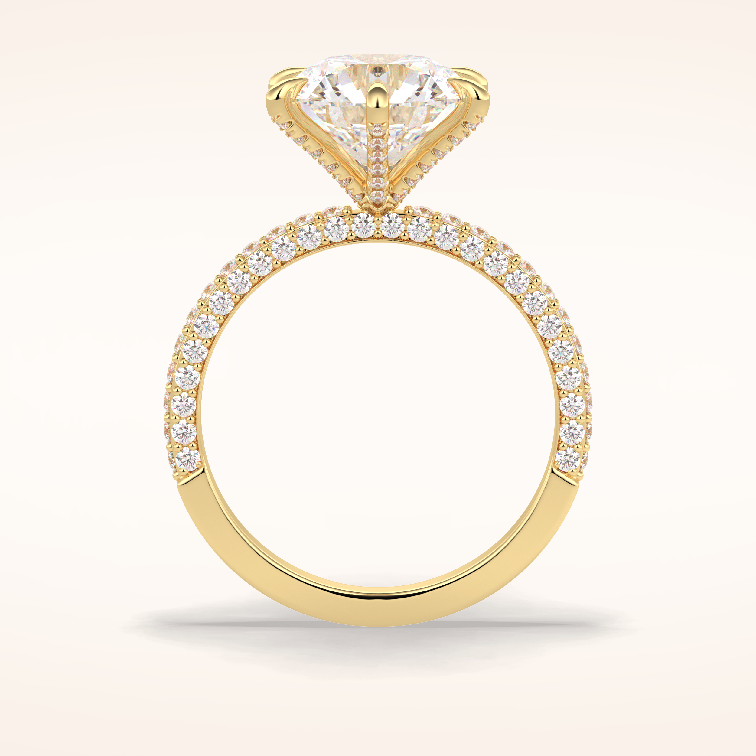 3 CT Round Shaped Pave Moissanite Engagement Ring