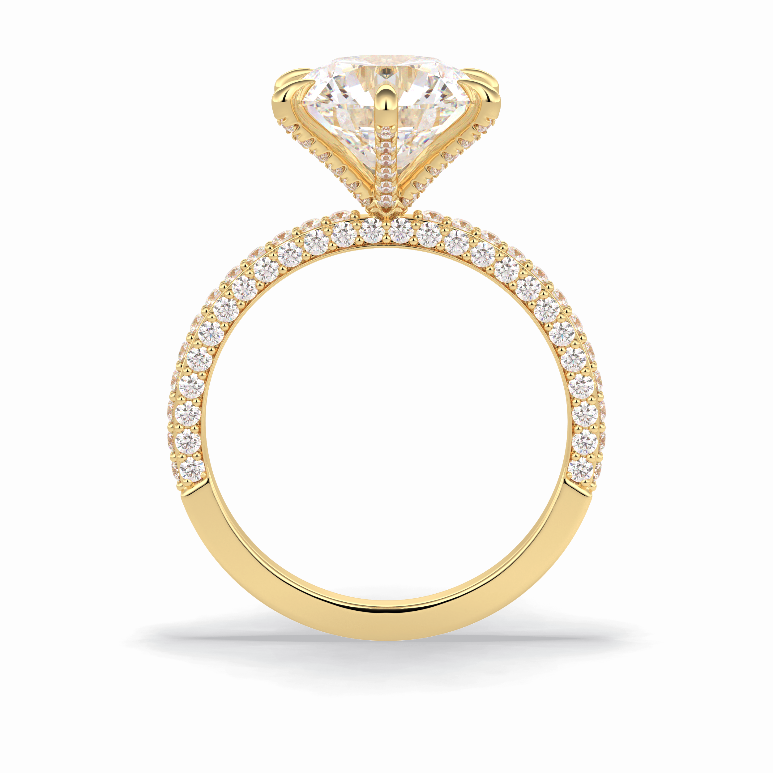 Round Pave Lab Grown Diamond Engagement Ring