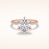 3 CT Round Shaped Pave Moissanite Engagement Ring