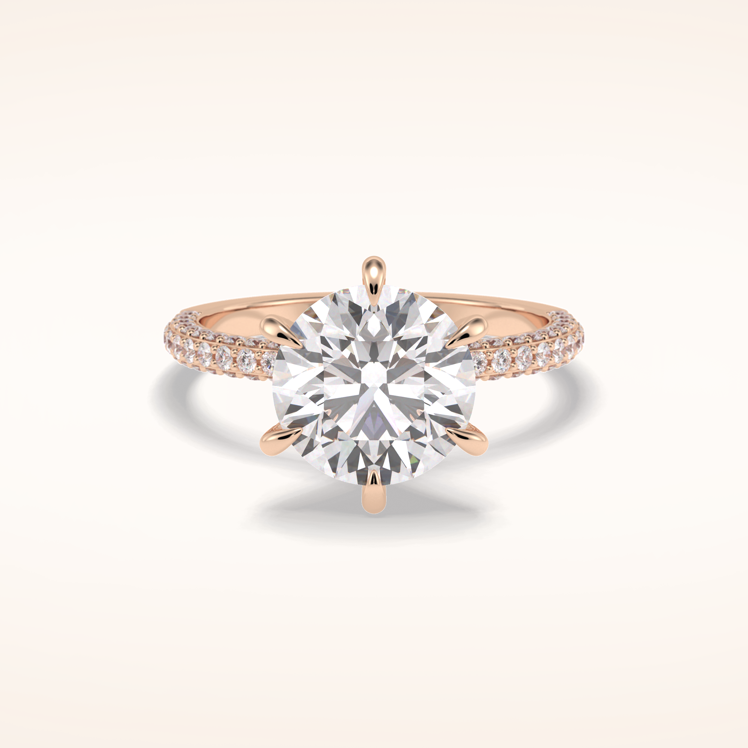 3 CT Round Shaped Pave Moissanite Engagement Ring