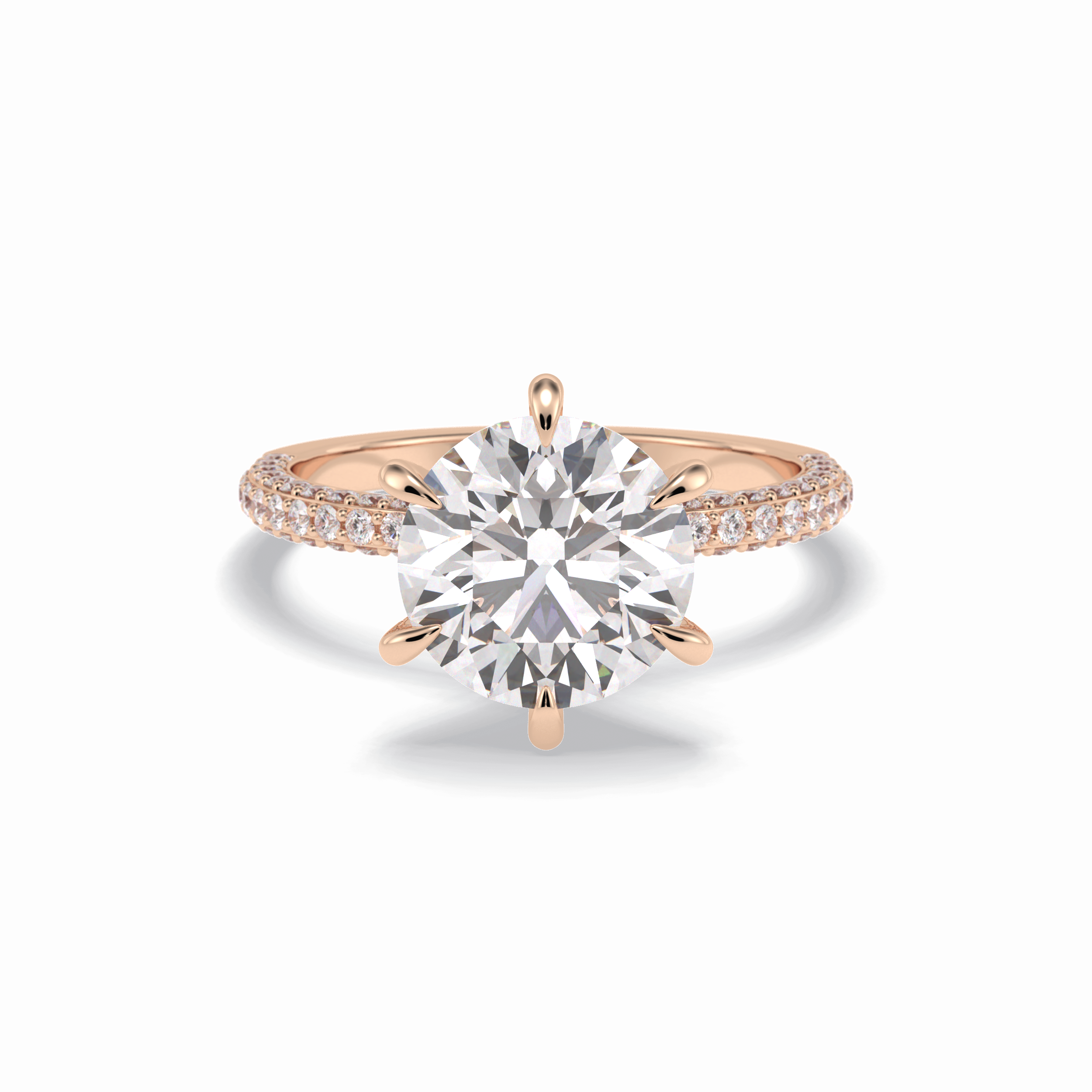 Round Pave Lab Grown Diamond Engagement Ring