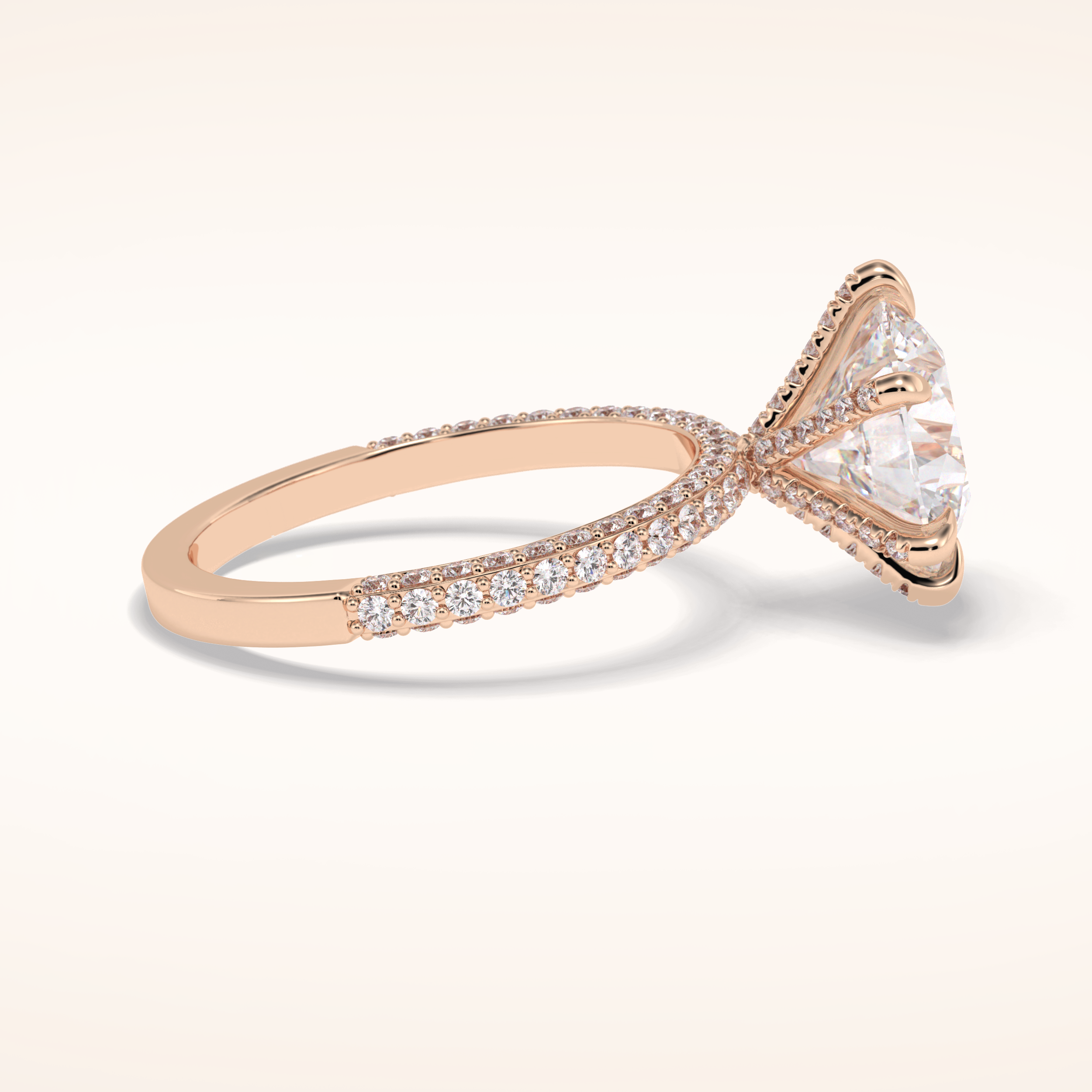 3 CT Round Shaped Pave Moissanite Engagement Ring