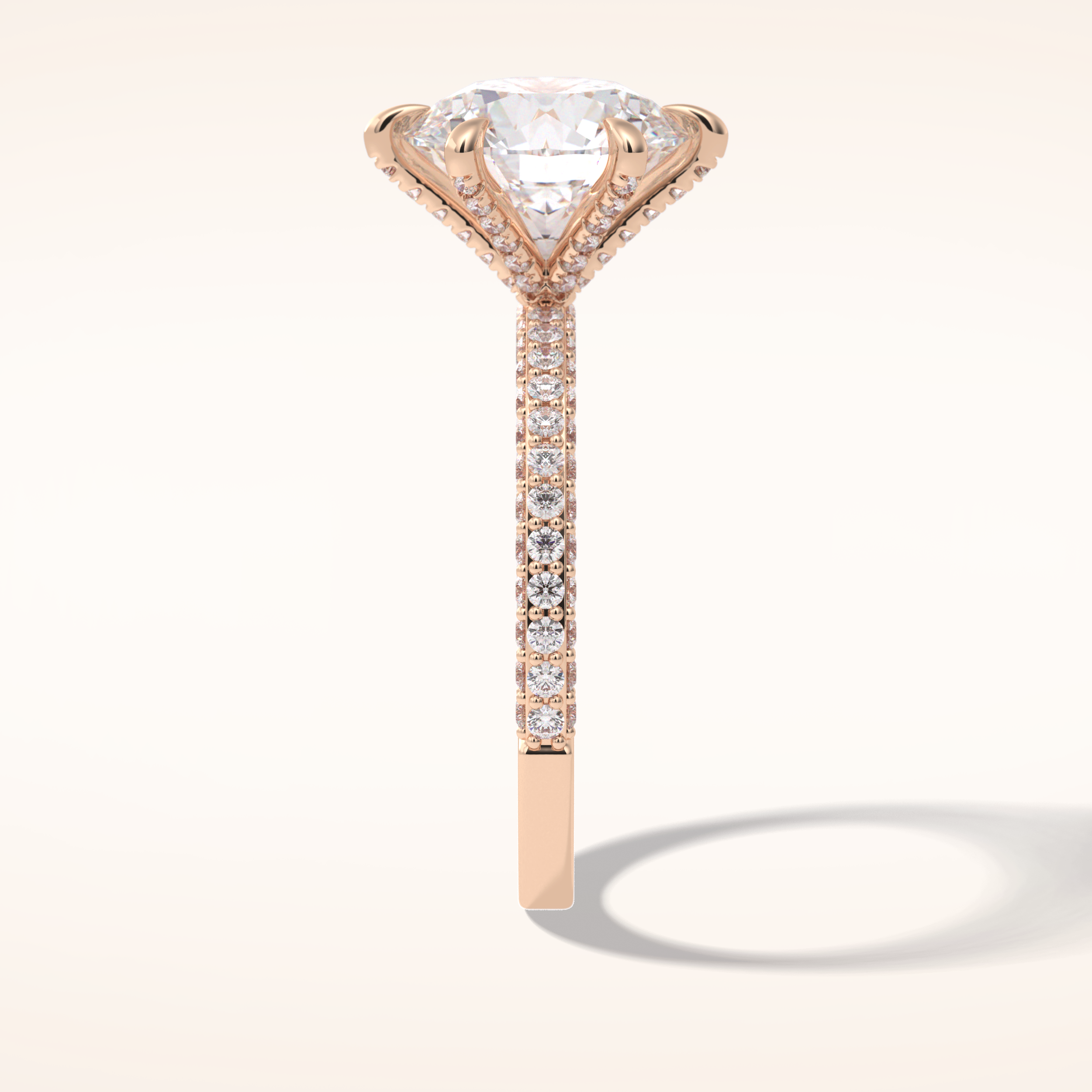 3 CT Round Shaped Pave Moissanite Engagement Ring