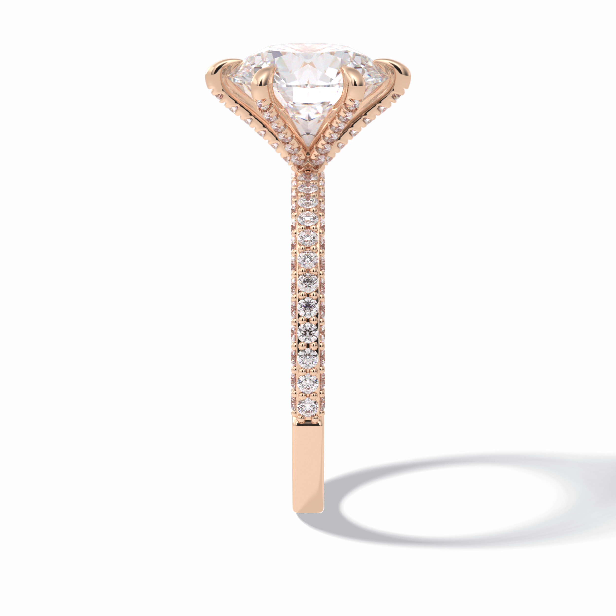 Round Pave Lab Grown Diamond Engagement Ring