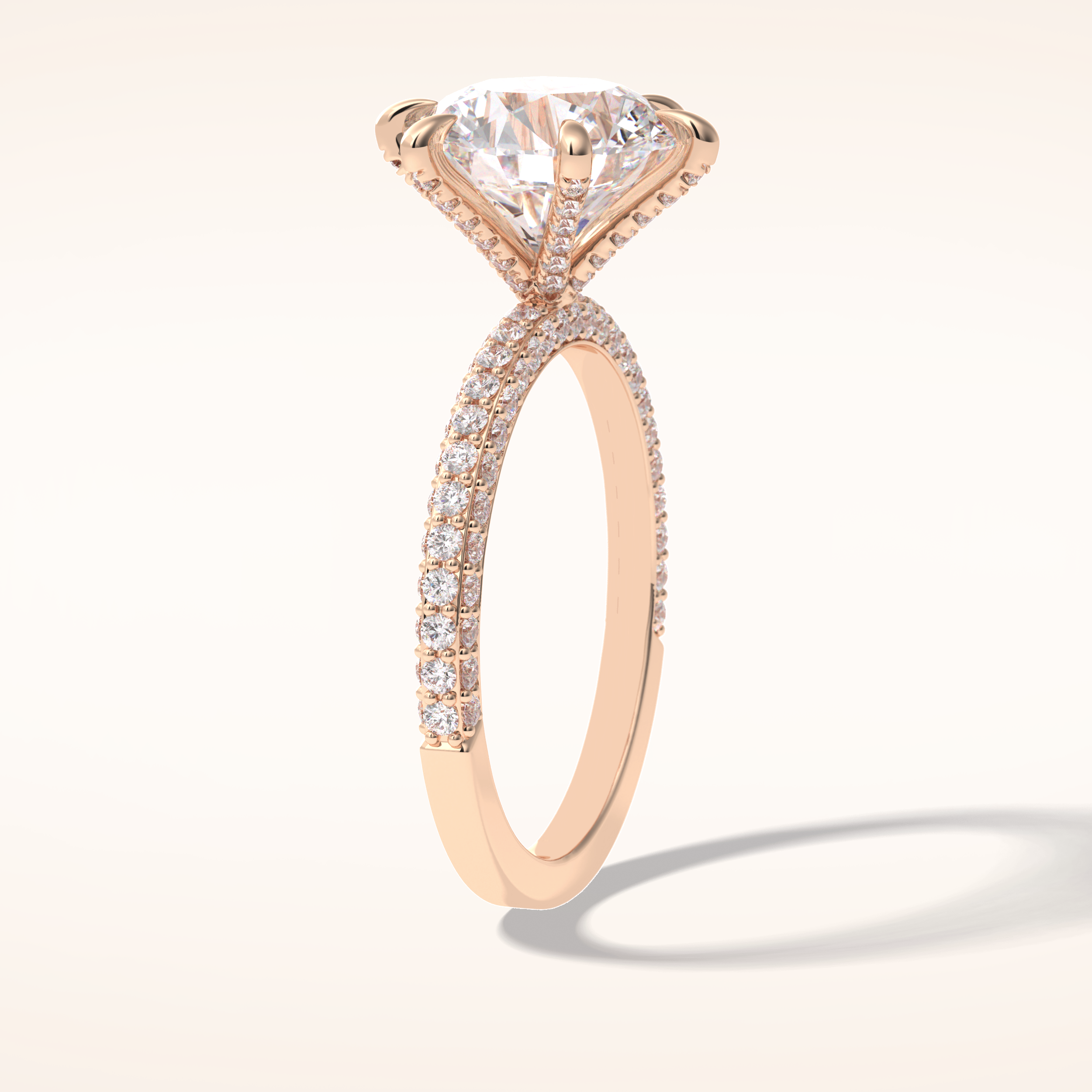 3 CT Round Shaped Pave Moissanite Engagement Ring