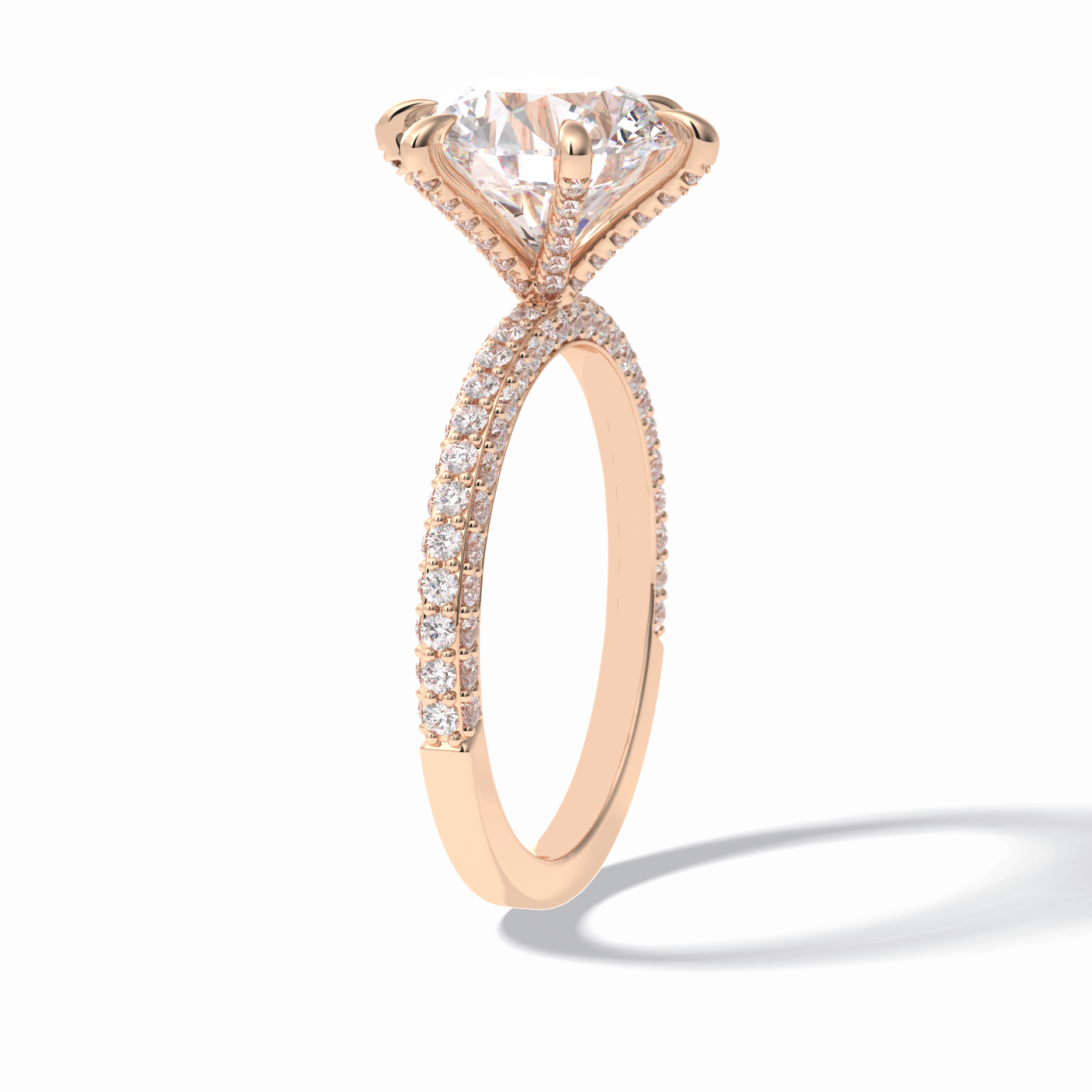 Round Pave Lab Grown Diamond Engagement Ring
