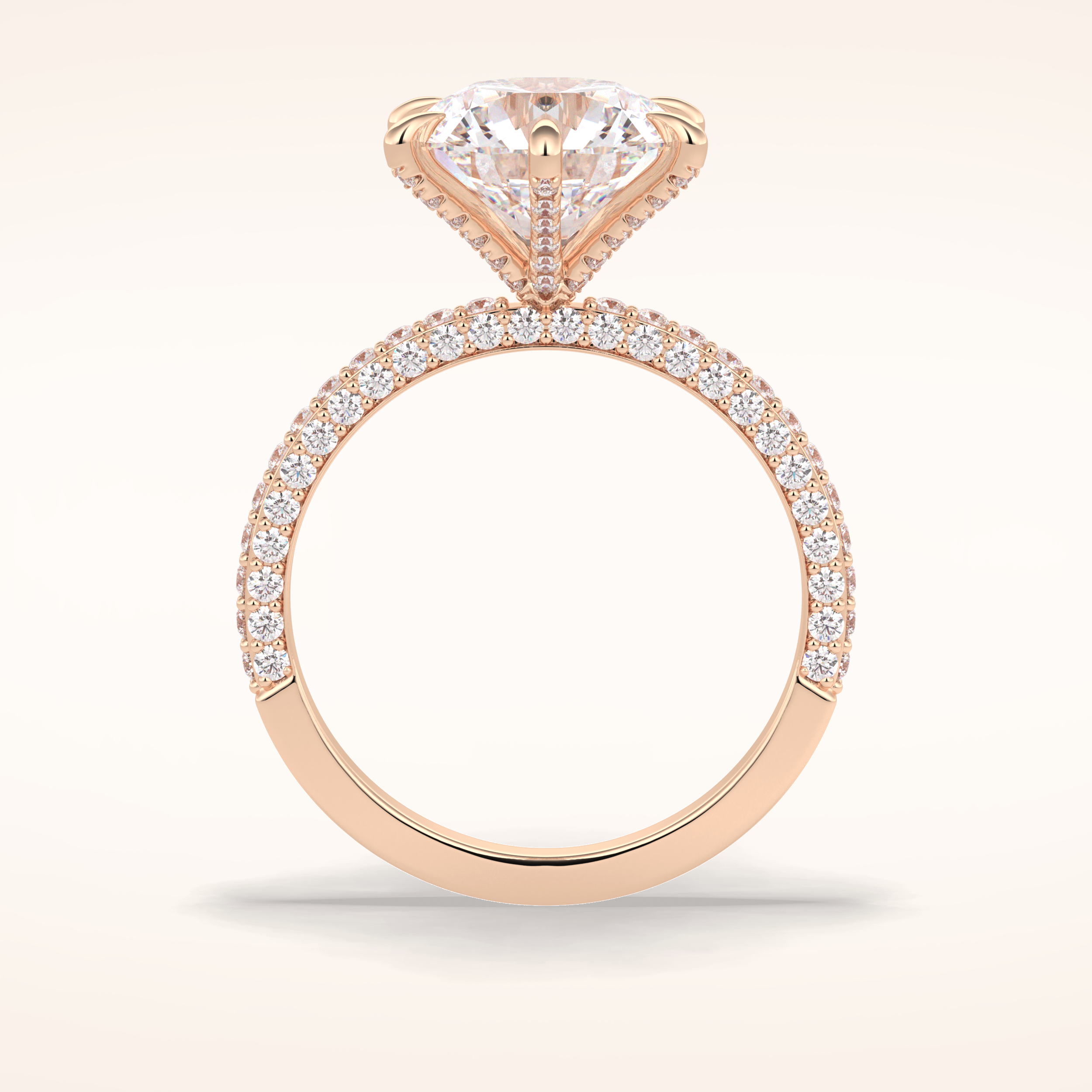 3 CT Round Shaped Pave Moissanite Engagement Ring