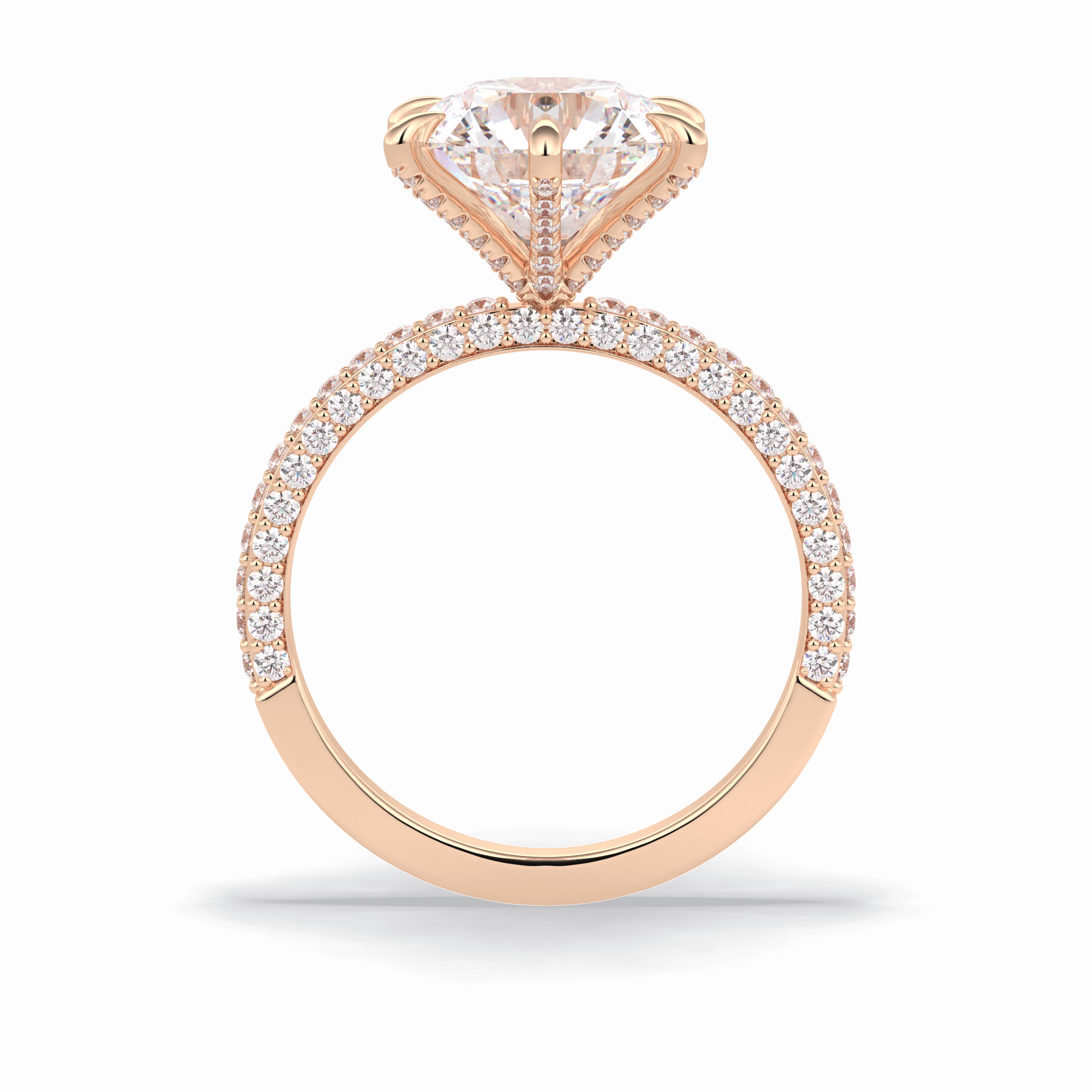 Round Pave Lab Grown Diamond Engagement Ring