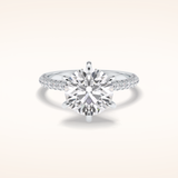 3 CT Round Shaped Pave Moissanite Engagement Ring