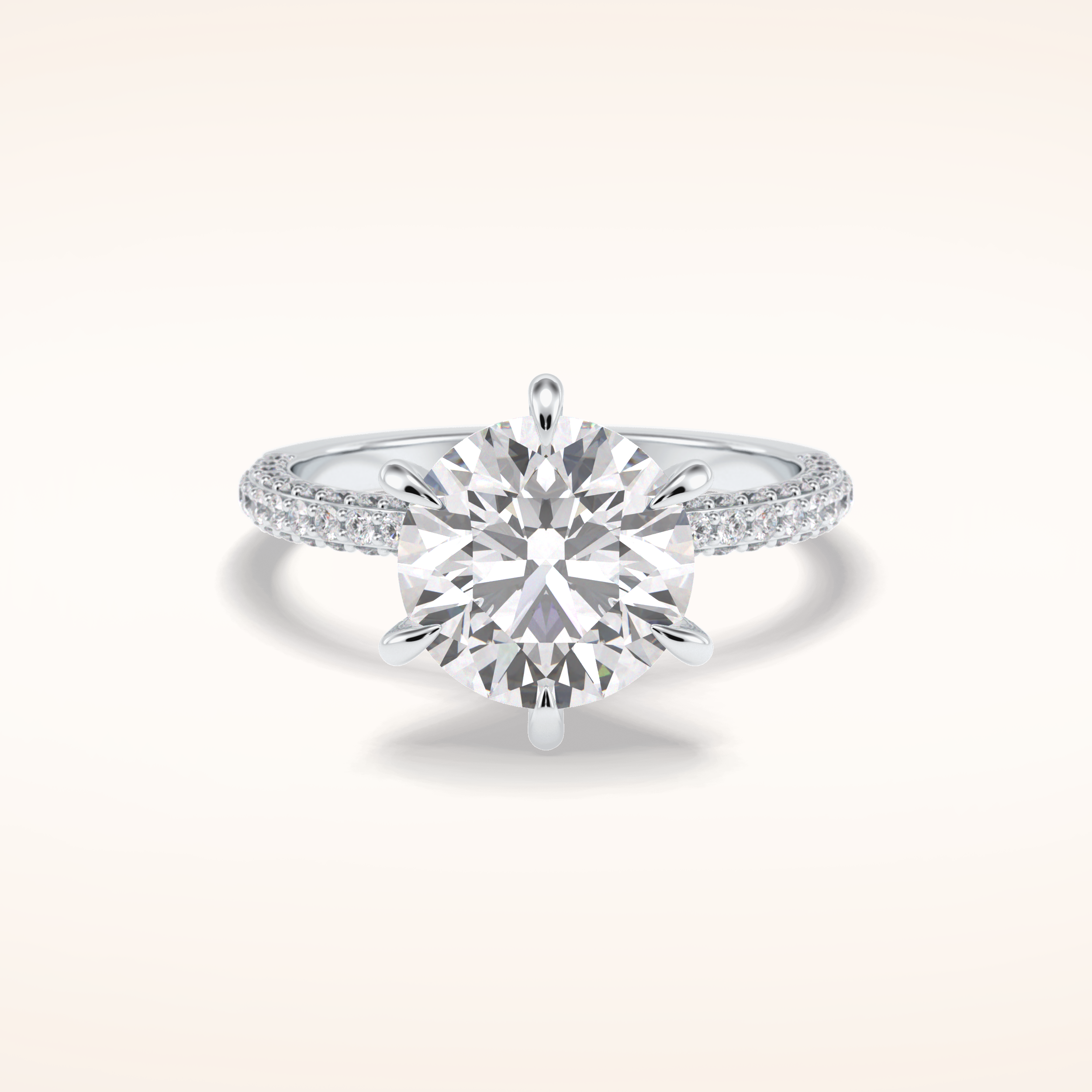 3 CT Round Shaped Pave Moissanite Engagement Ring