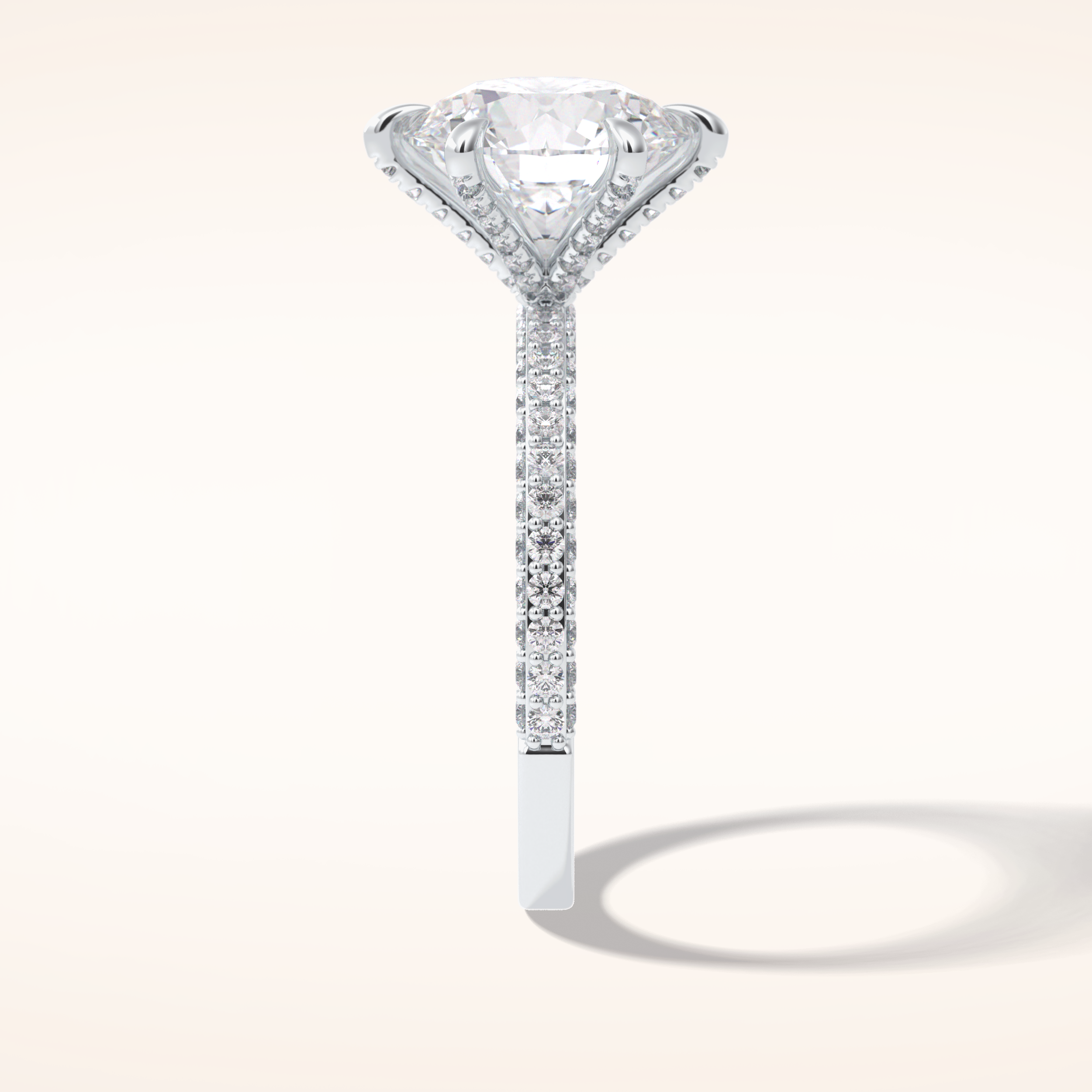 3 CT Round Shaped Pave Moissanite Engagement Ring
