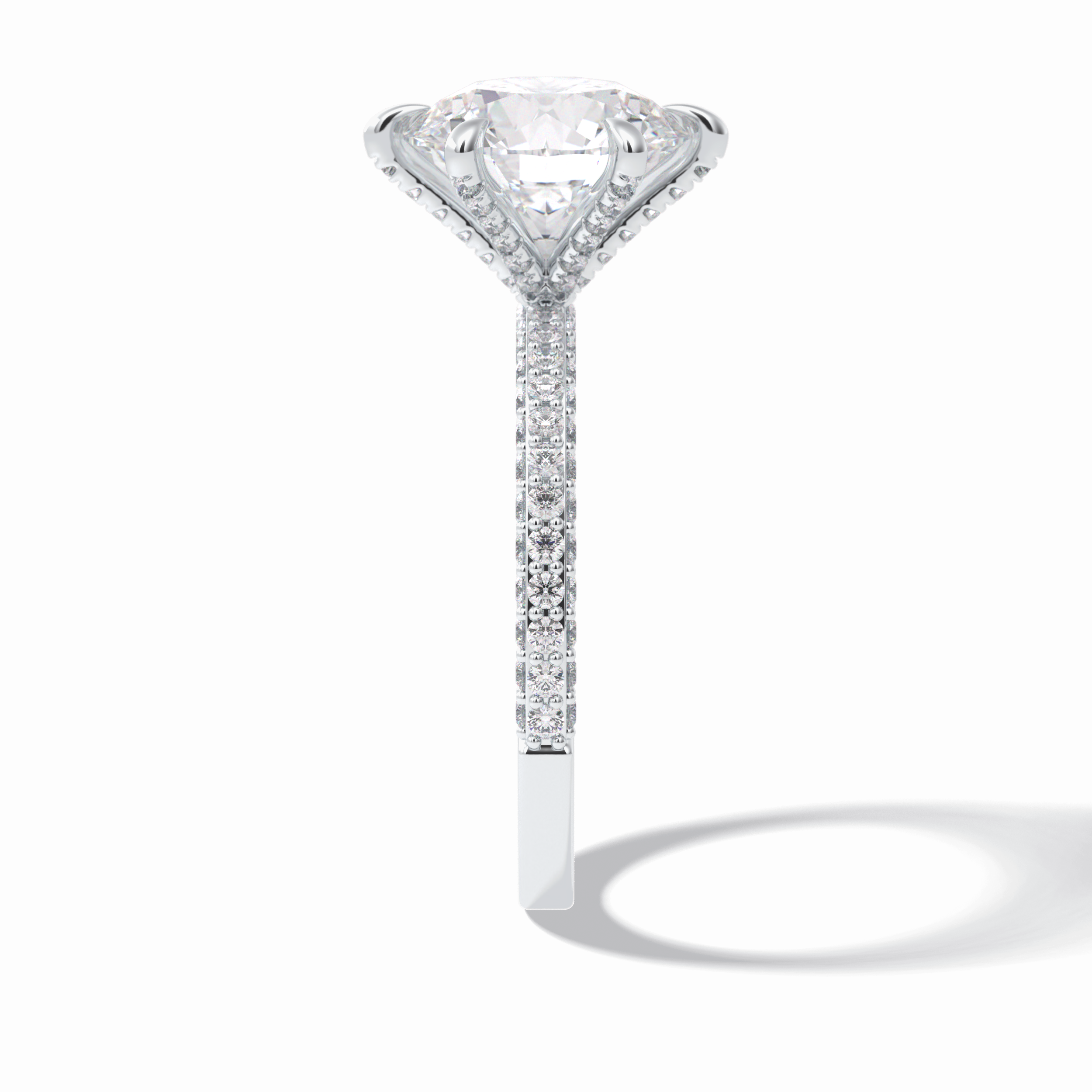 Round Pave Lab Grown Diamond Engagement Ring