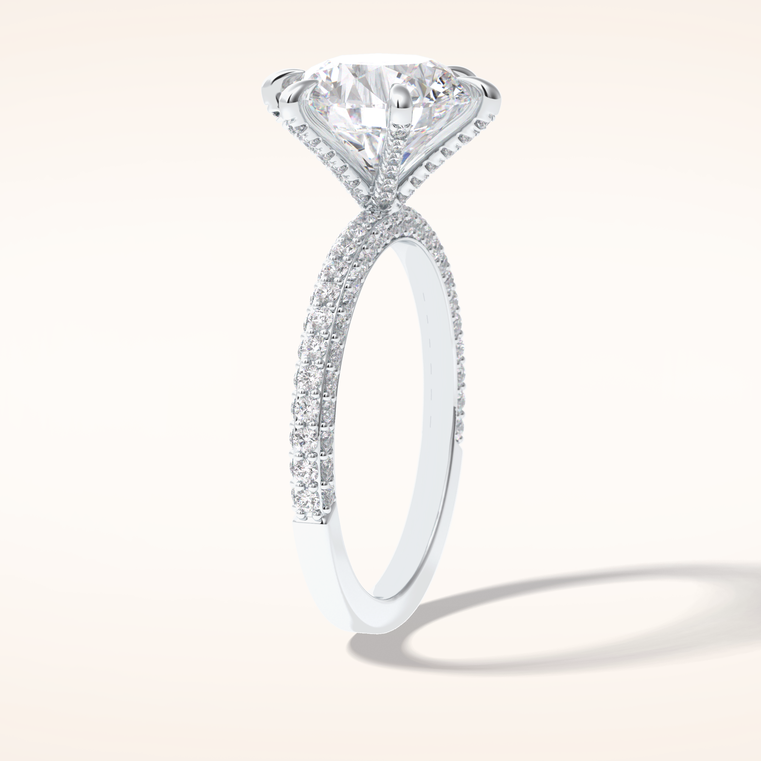 3 CT Round Shaped Pave Moissanite Engagement Ring