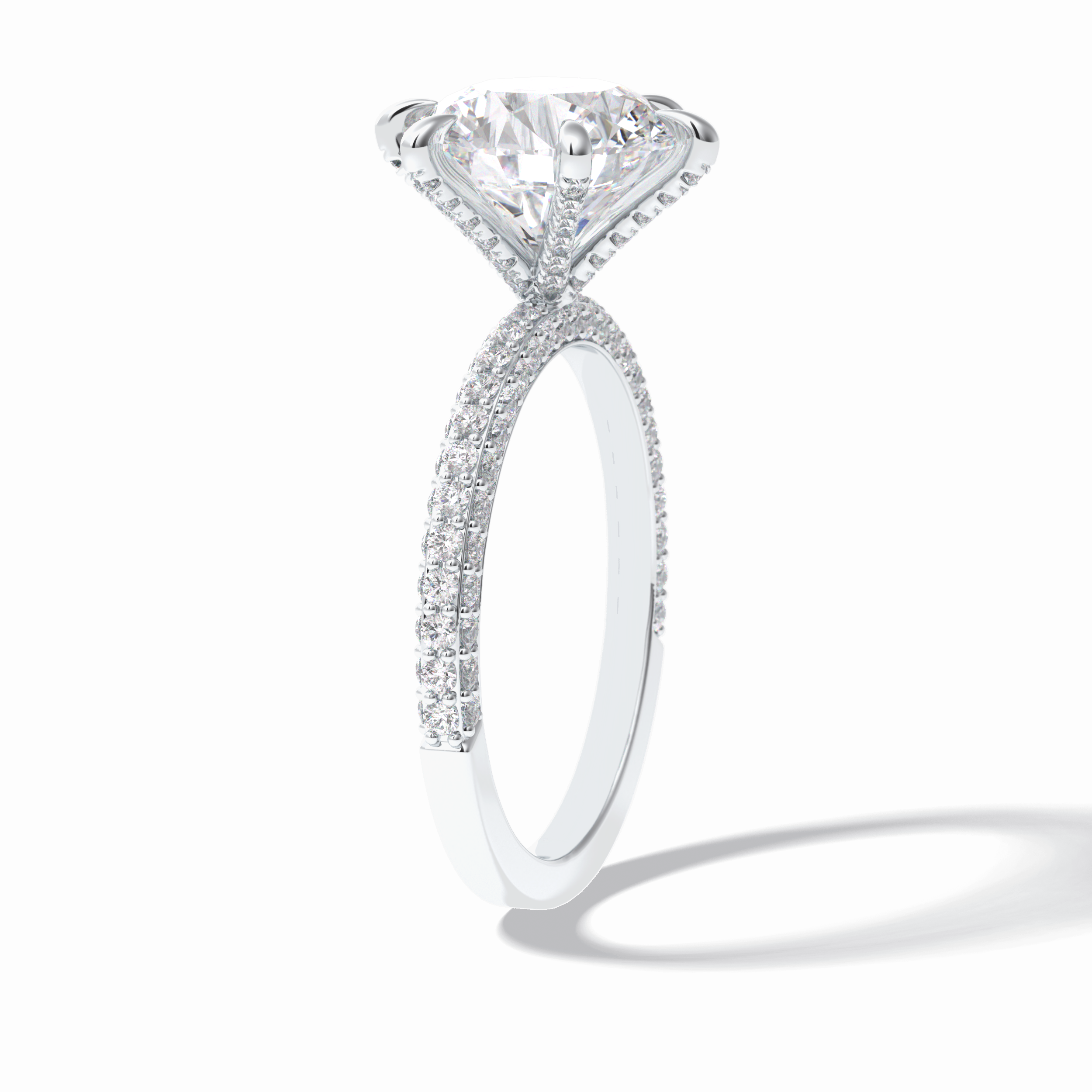 Round Pave Lab Grown Diamond Engagement Ring