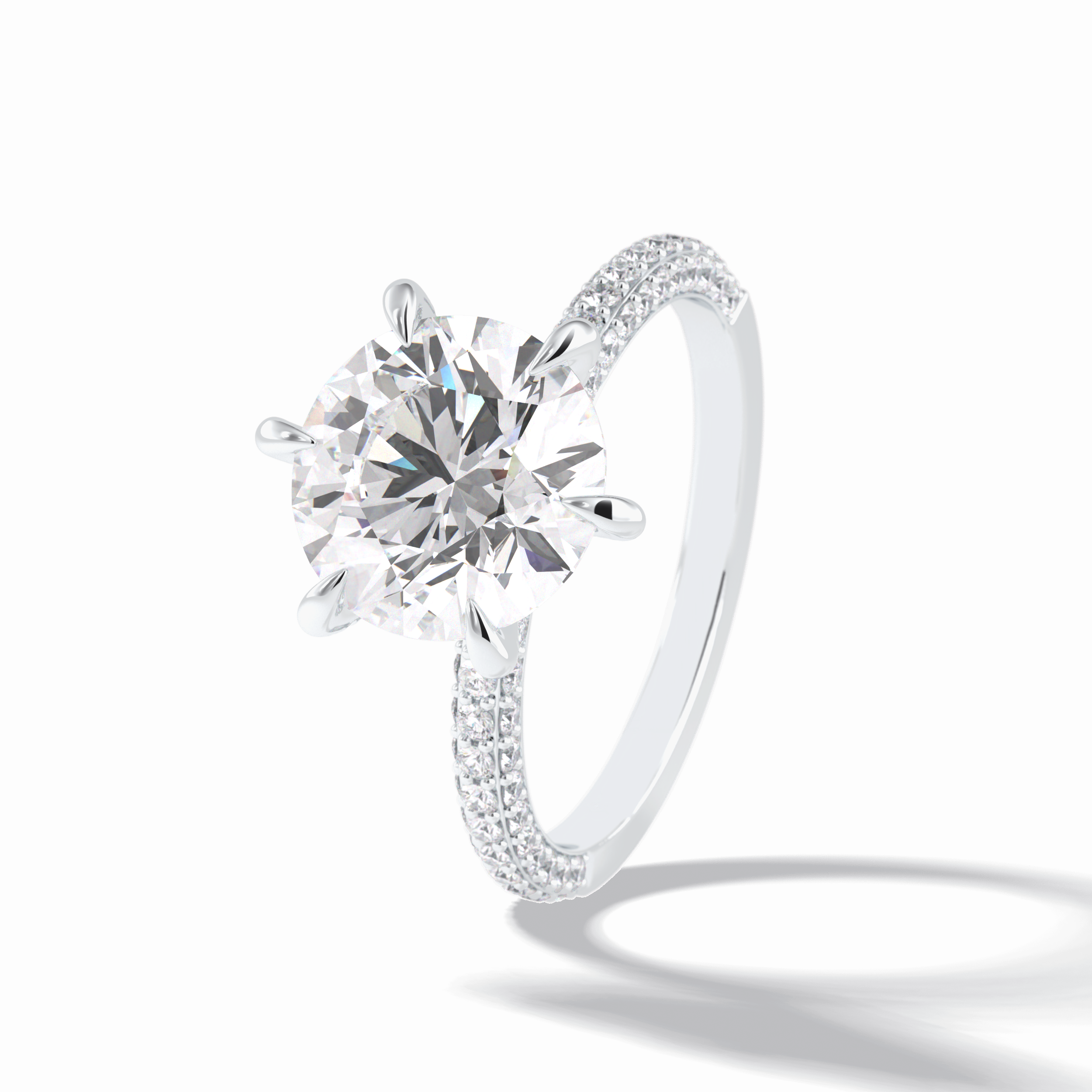 Round Pave Lab Grown Diamond Engagement Ring