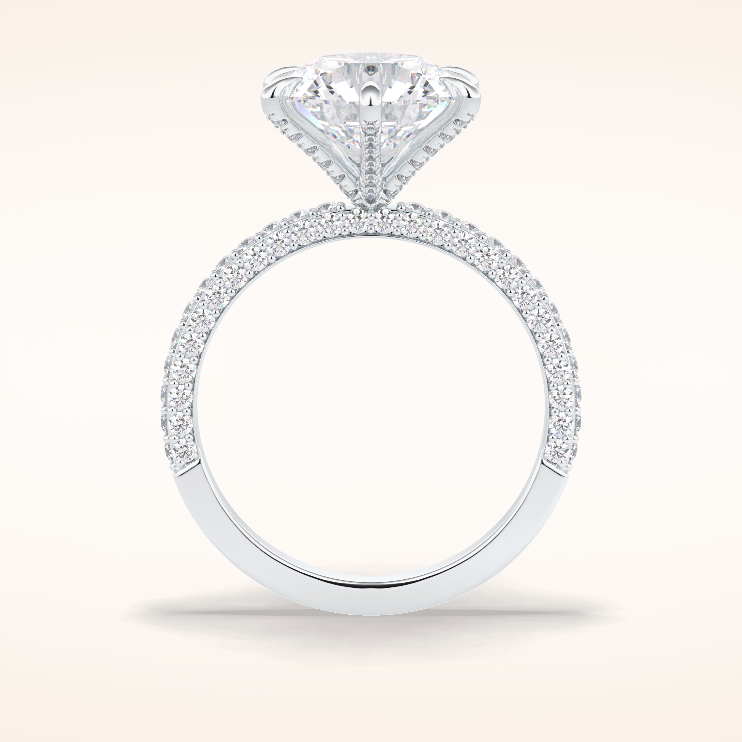 3 CT Round Shaped Pave Moissanite Engagement Ring