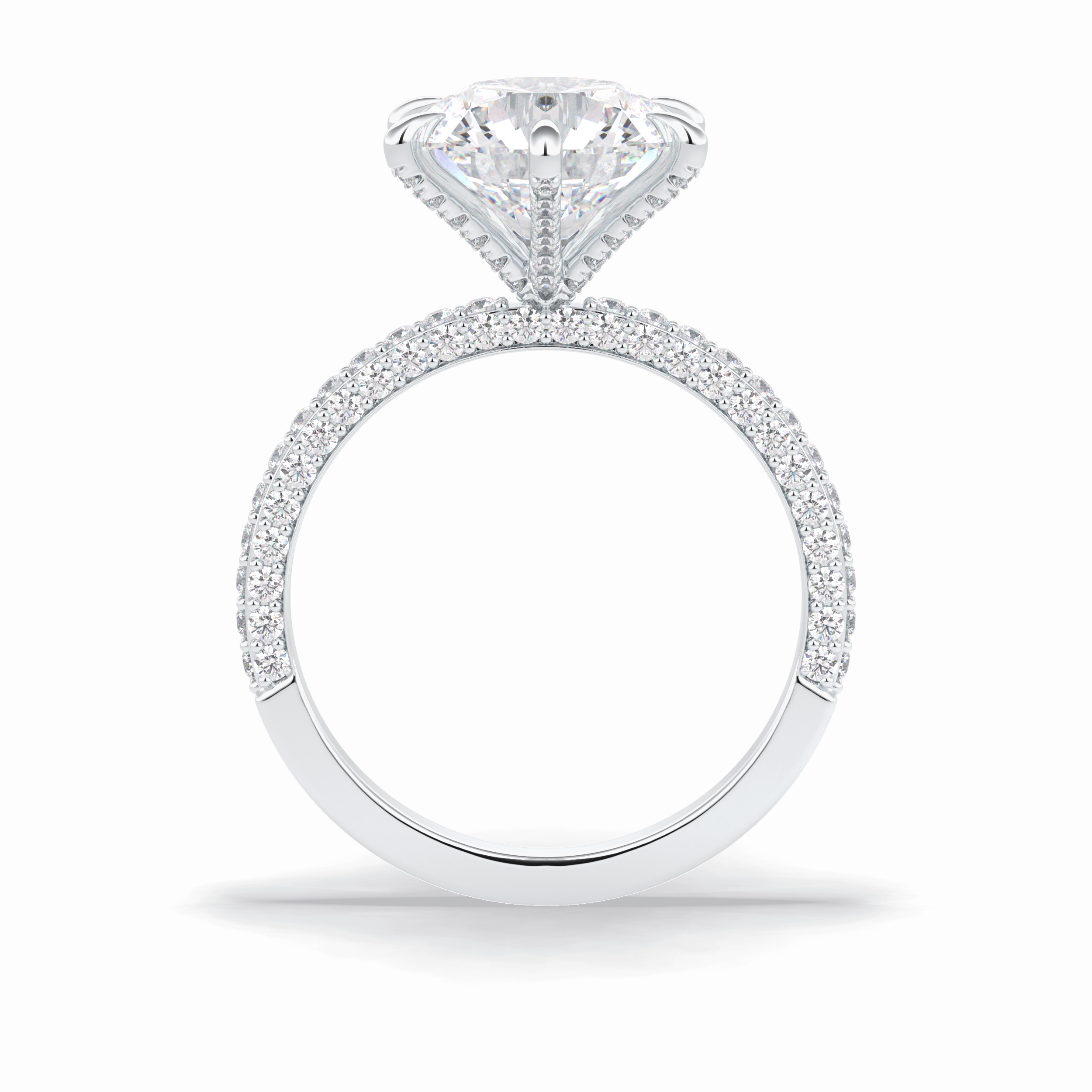 Round Pave Lab Grown Diamond Engagement Ring