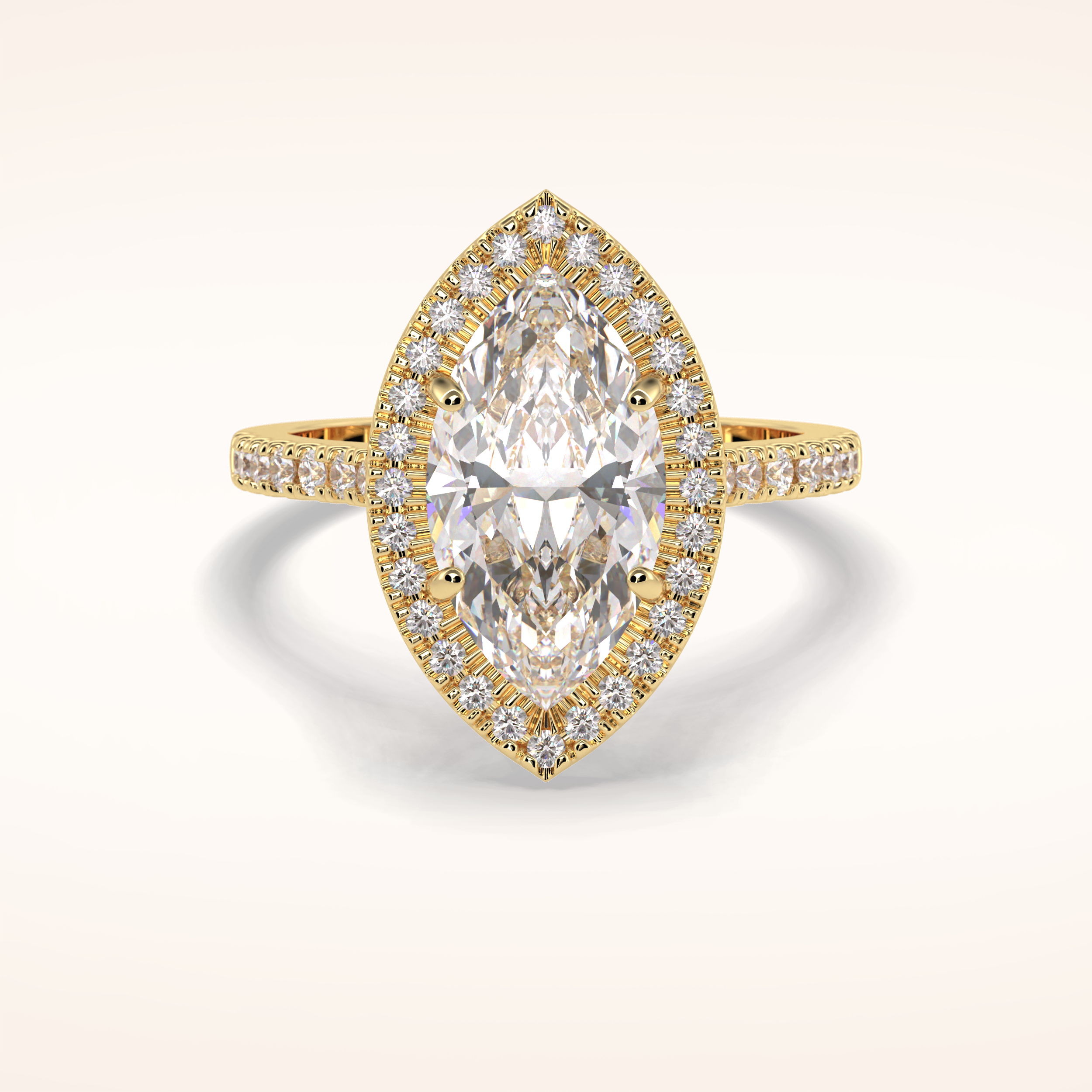 2.5 CT Round Shaped Halo & Pave Moissanite Engagement Ring