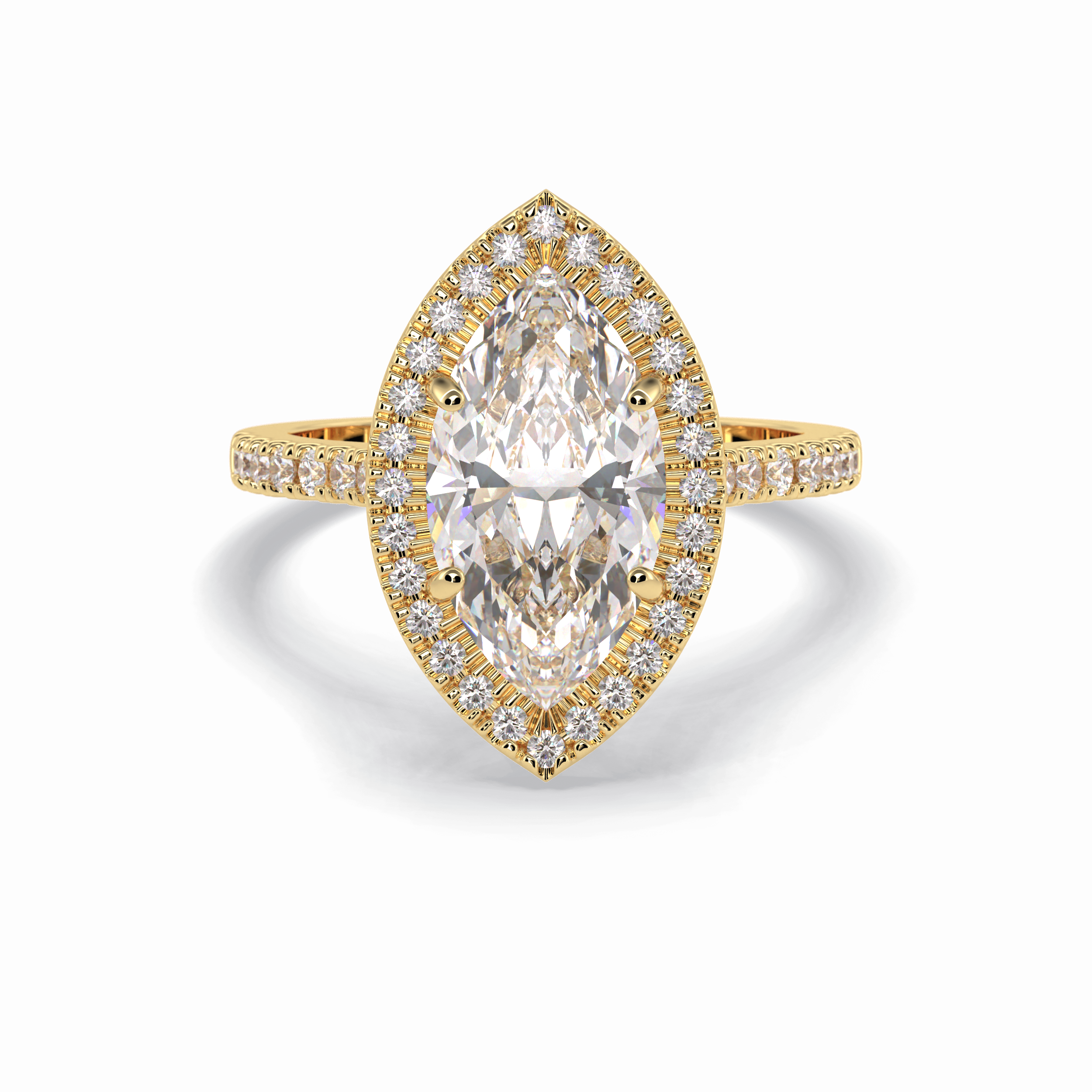 Marquise Halo & Pave Lab Grown Diamond Engagement Ring