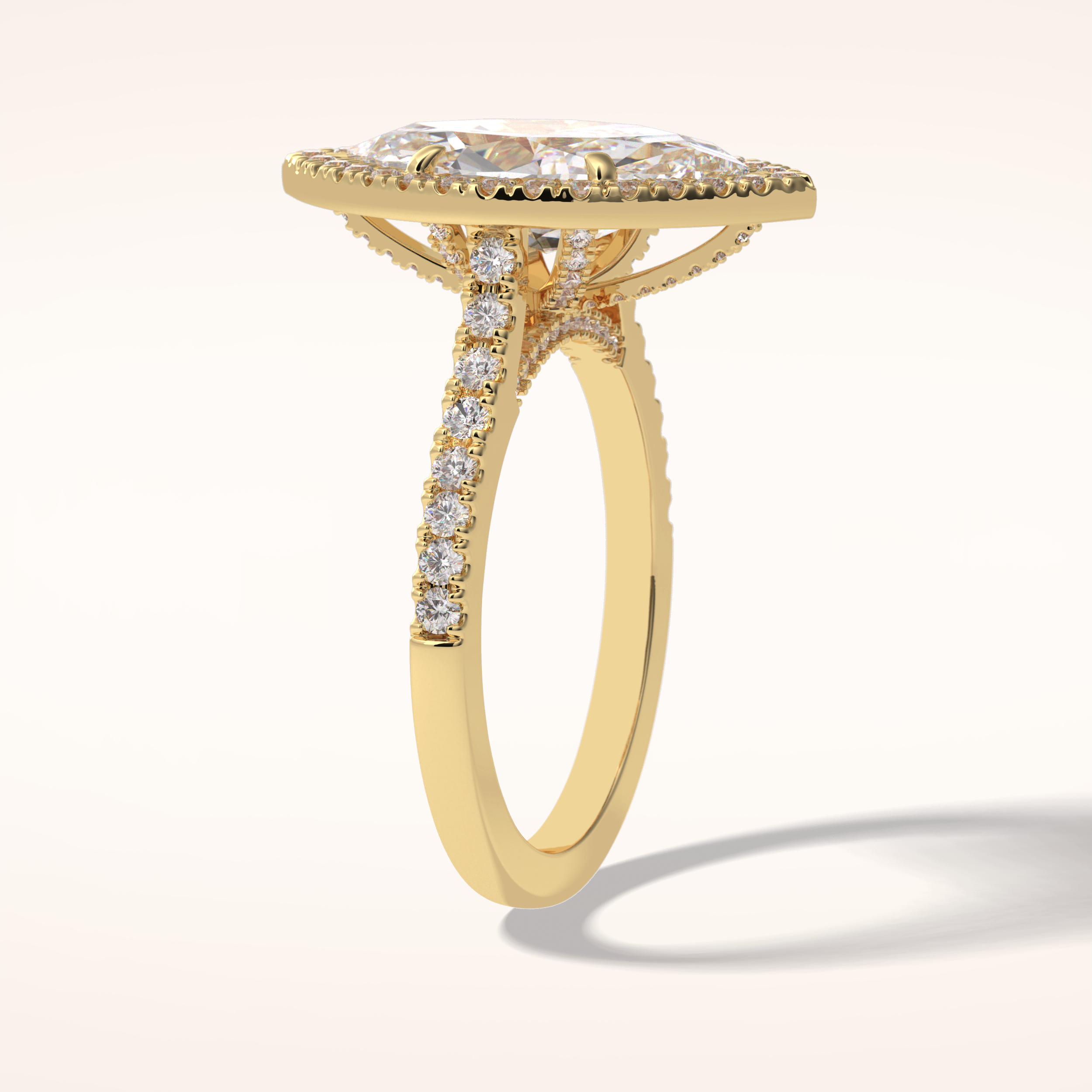 2.5 CT Round Shaped Halo & Pave Moissanite Engagement Ring