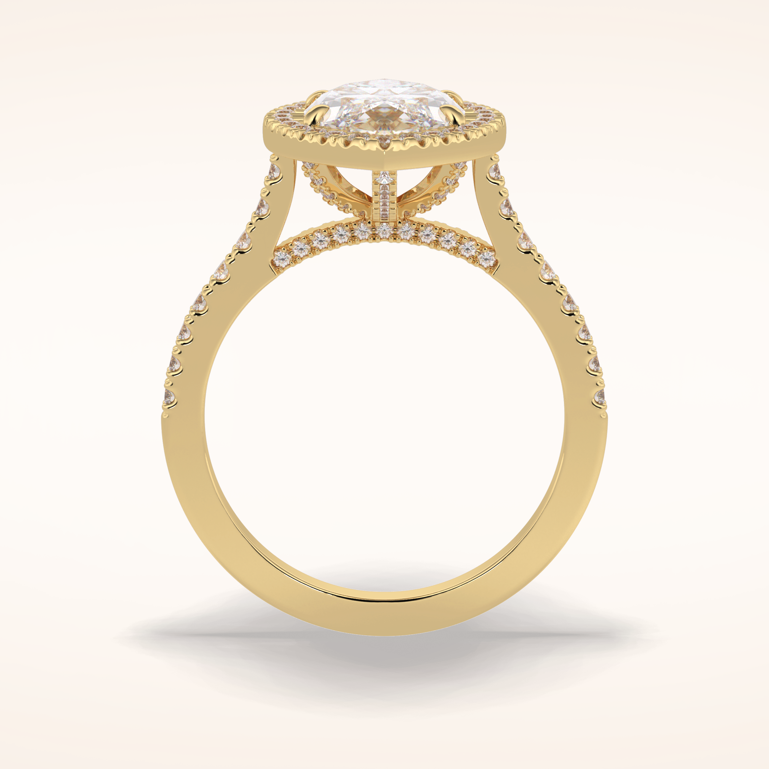 2.5 CT Round Shaped Halo & Pave Moissanite Engagement Ring