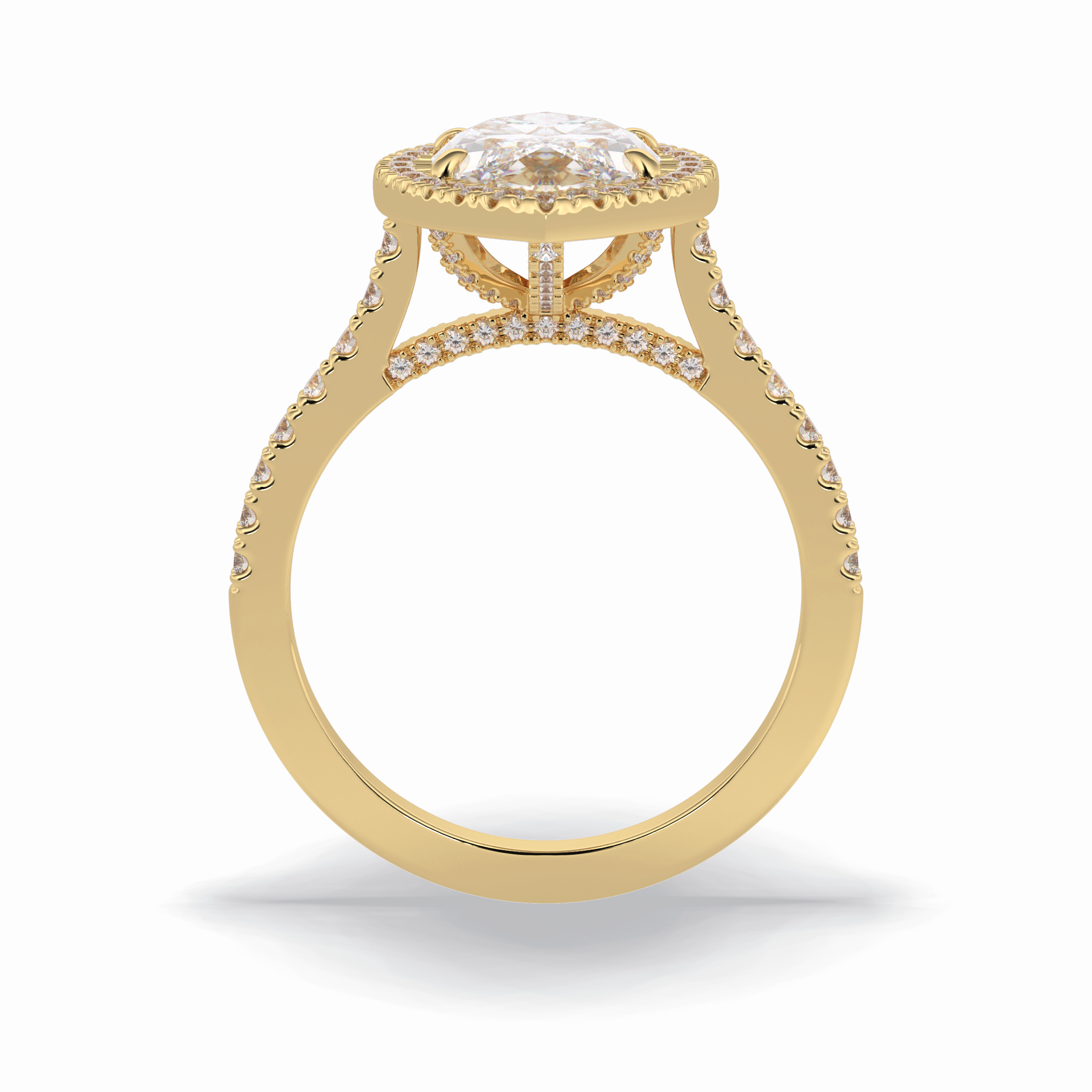 Marquise Halo & Pave Lab Grown Diamond Engagement Ring