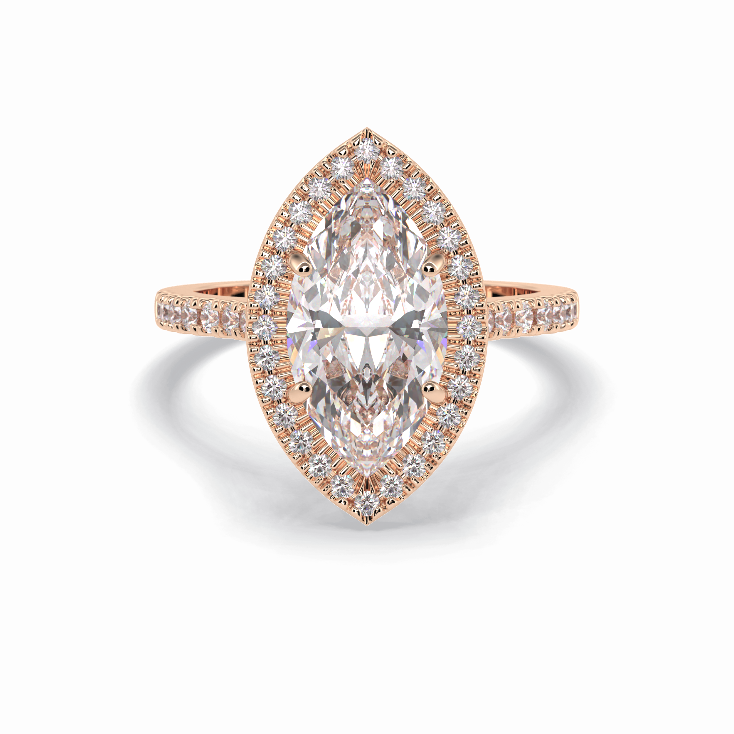 Marquise Halo & Pave Lab Grown Diamond Engagement Ring