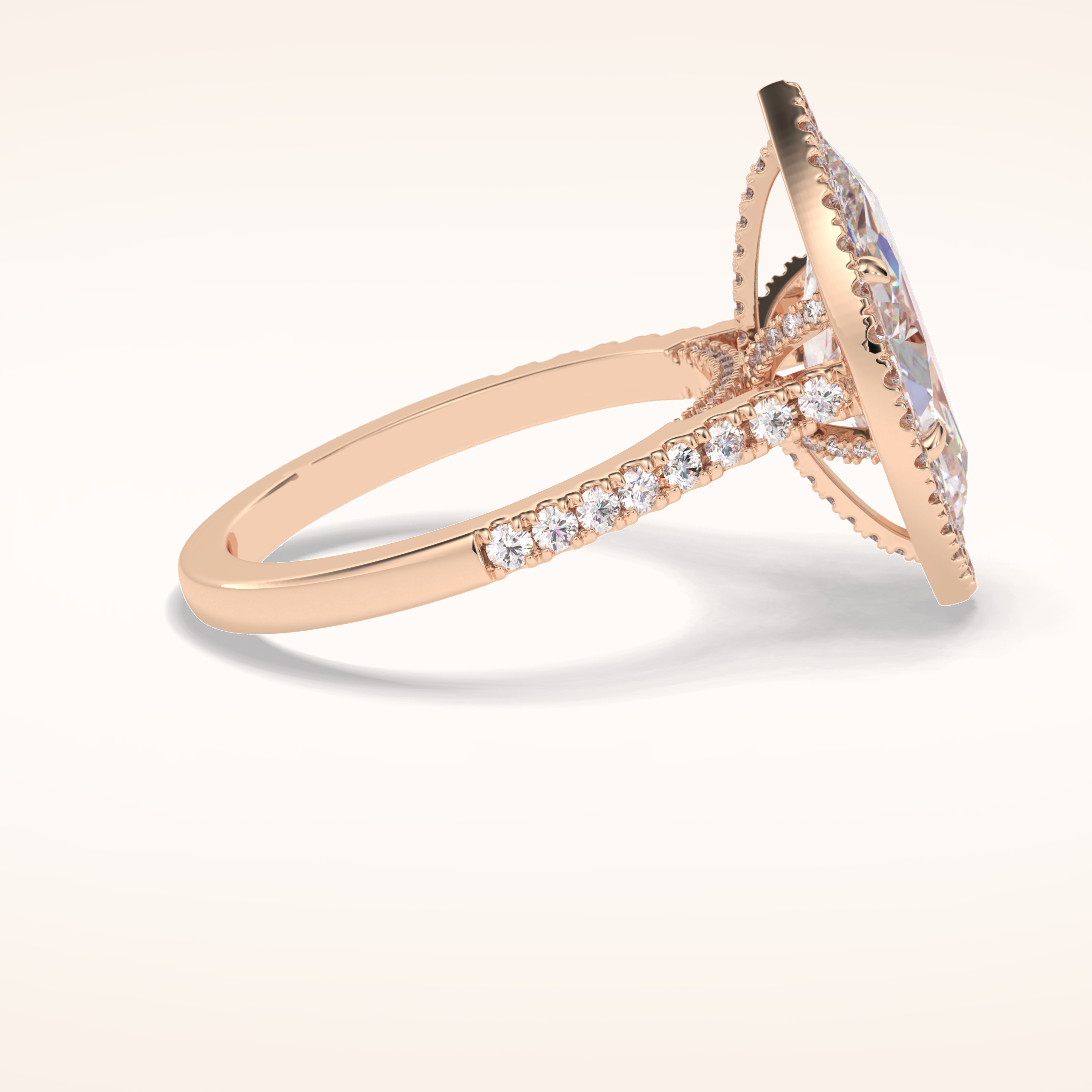 2.5 CT Round Shaped Halo & Pave Moissanite Engagement Ring
