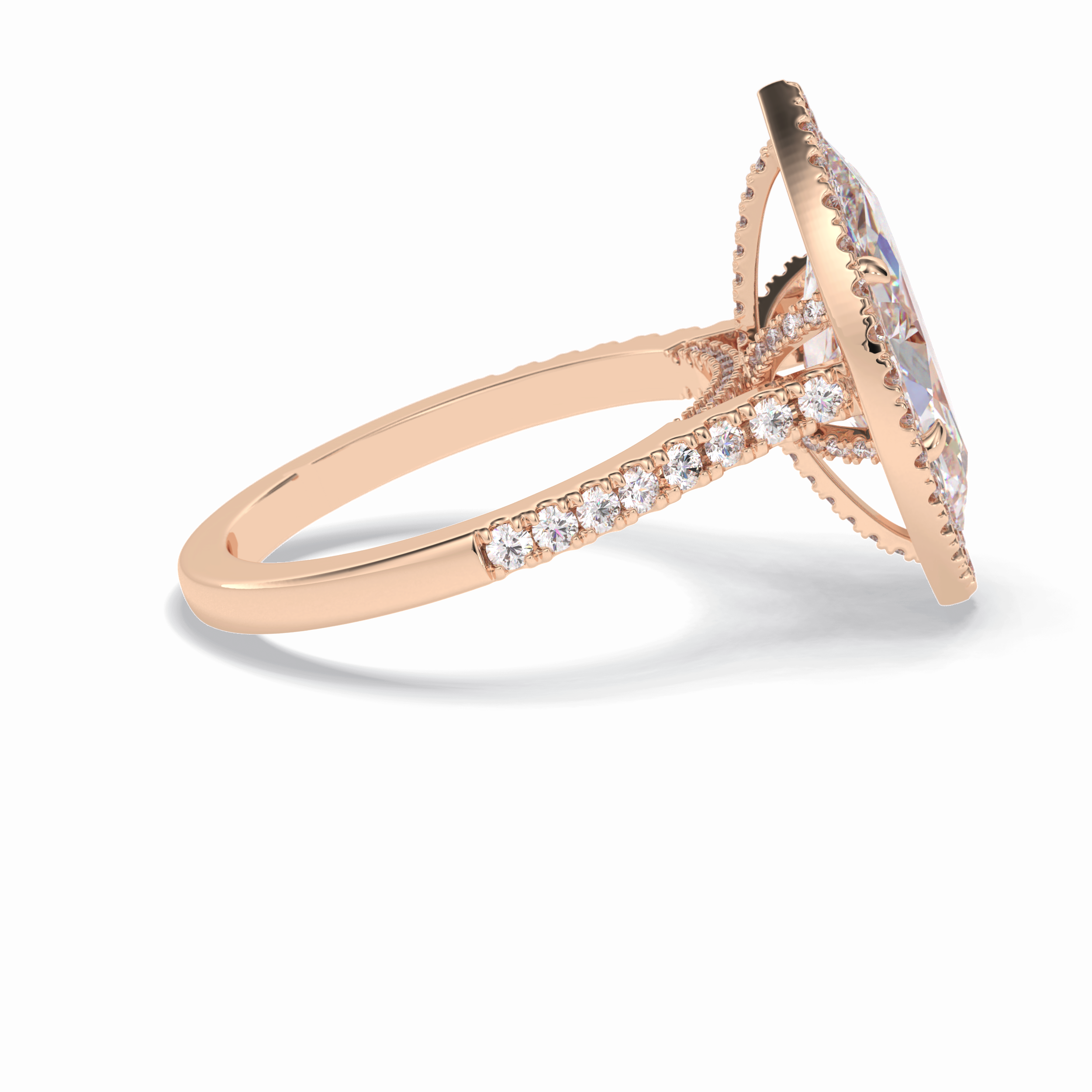 Marquise Halo & Pave Lab Grown Diamond Engagement Ring