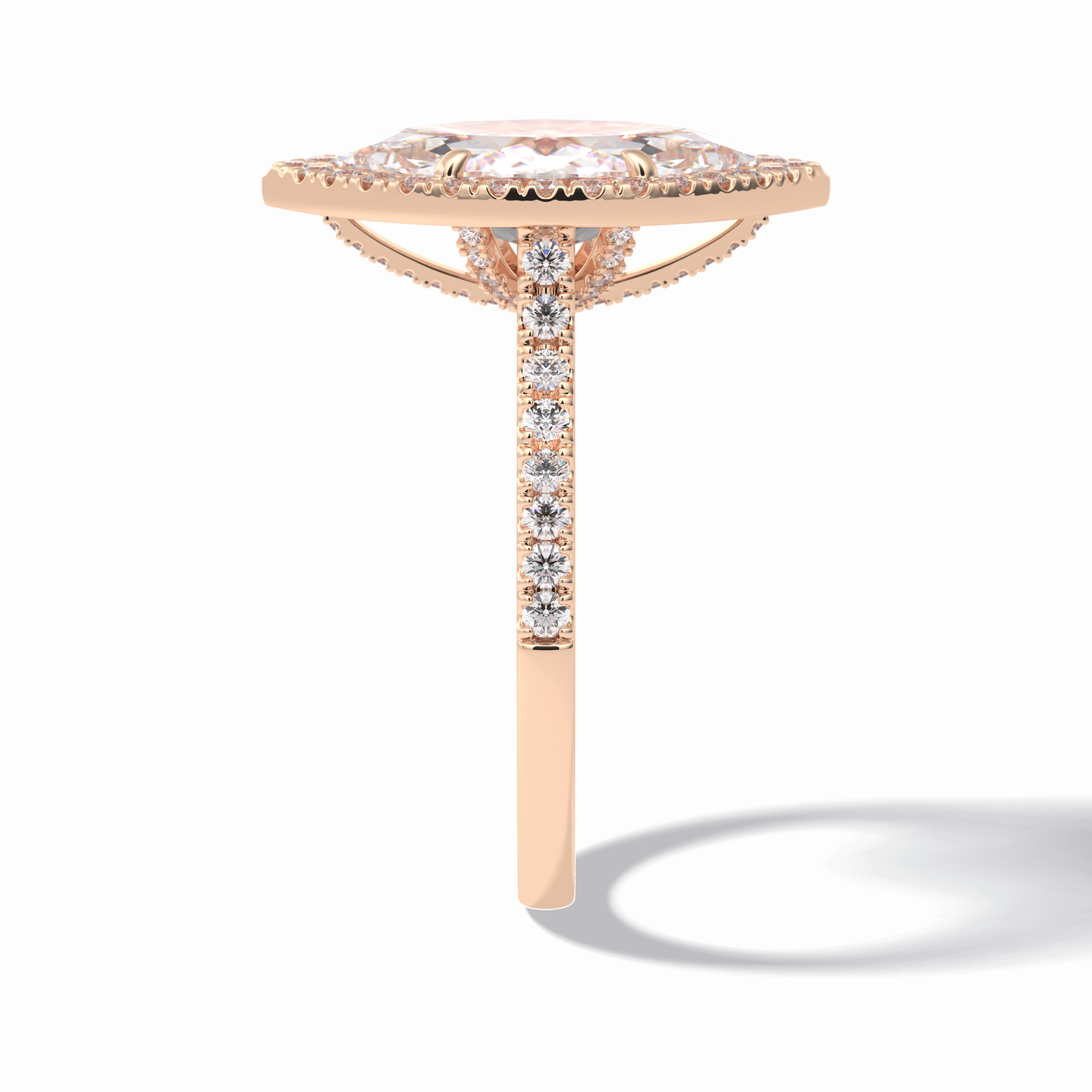 Marquise Halo & Pave Lab Grown Diamond Engagement Ring