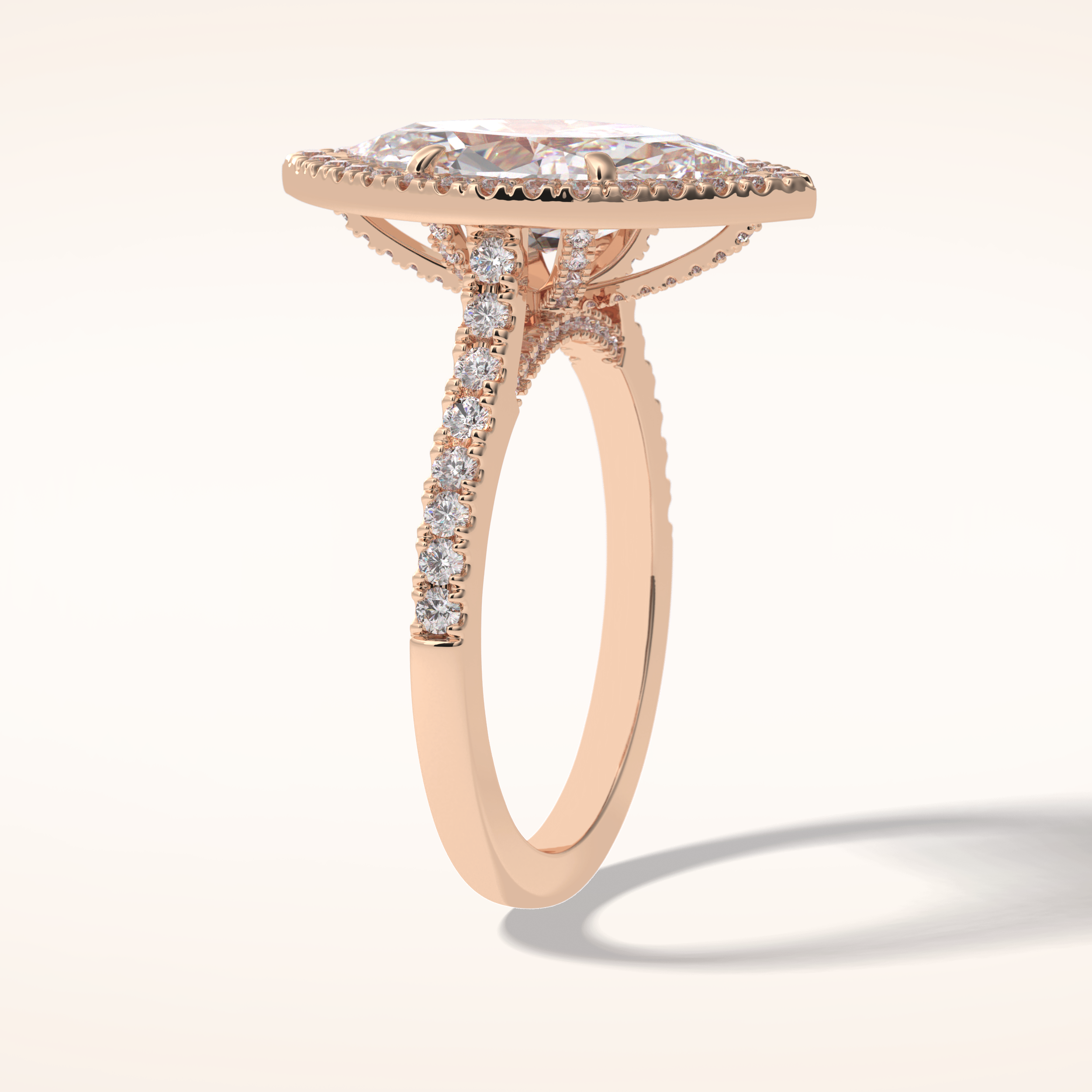 2.5 CT Round Shaped Halo & Pave Moissanite Engagement Ring