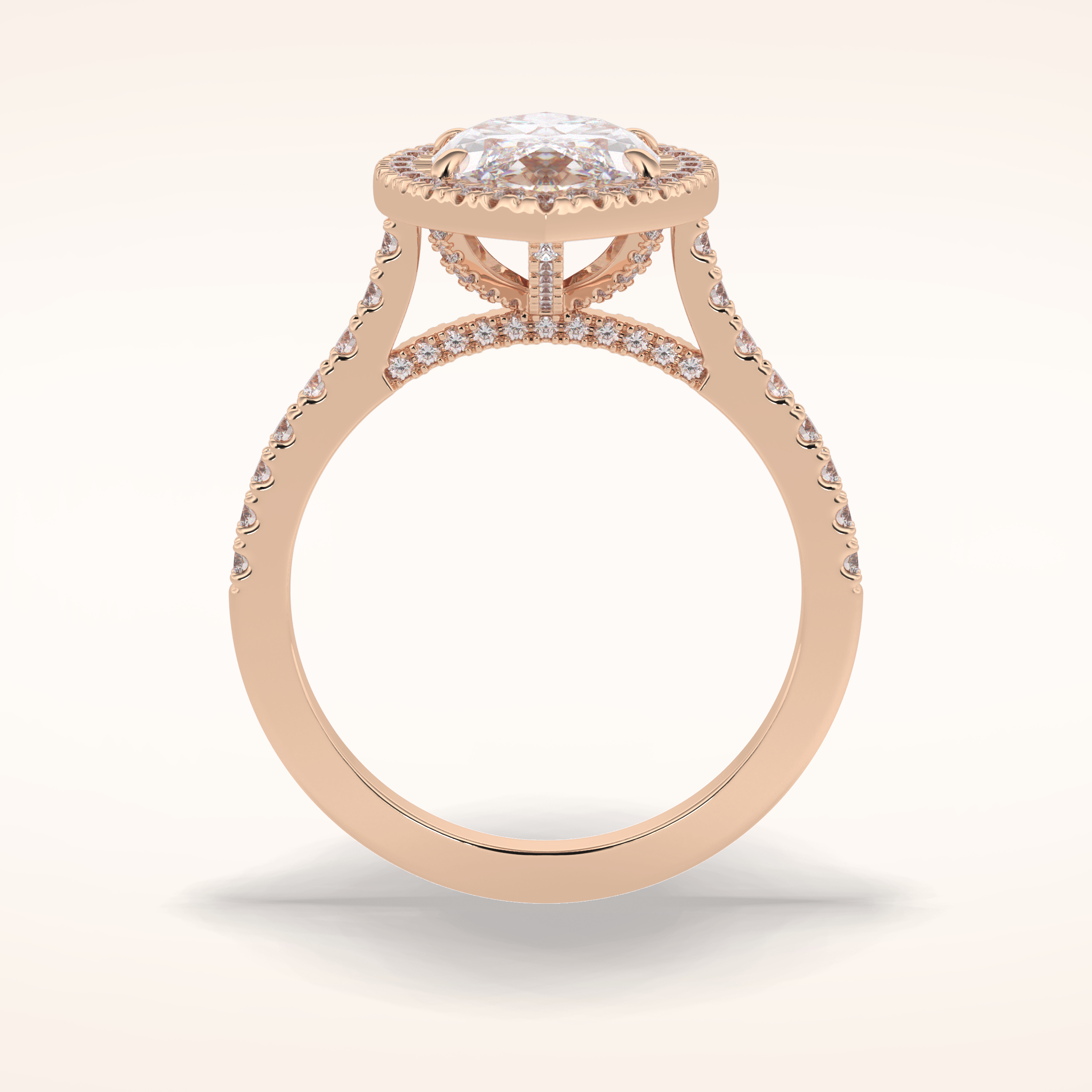 2.5 CT Round Shaped Halo & Pave Moissanite Engagement Ring