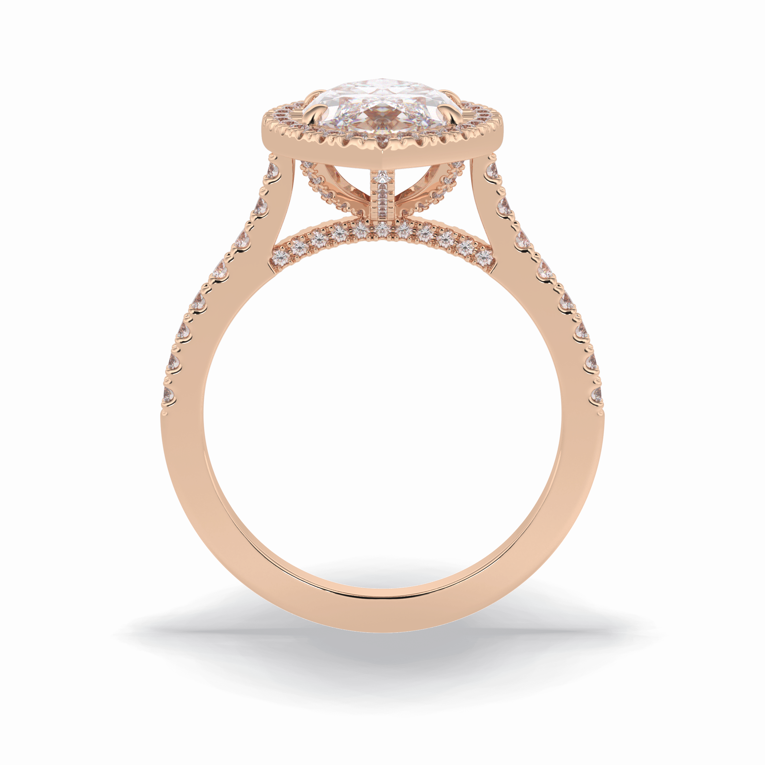 Marquise Halo & Pave Lab Grown Diamond Engagement Ring